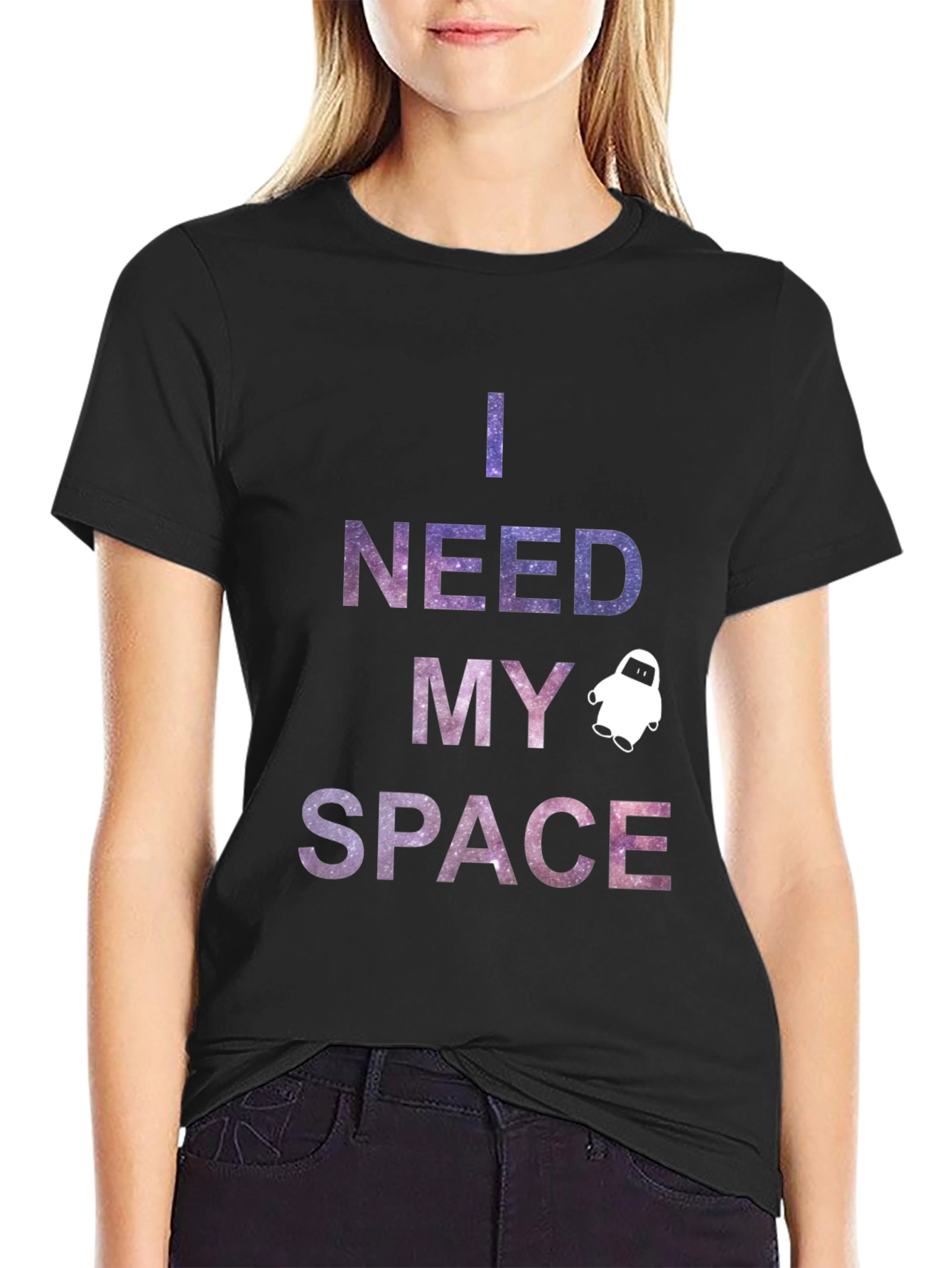 Black I Need My Space Galaxy T-Shirt view 2