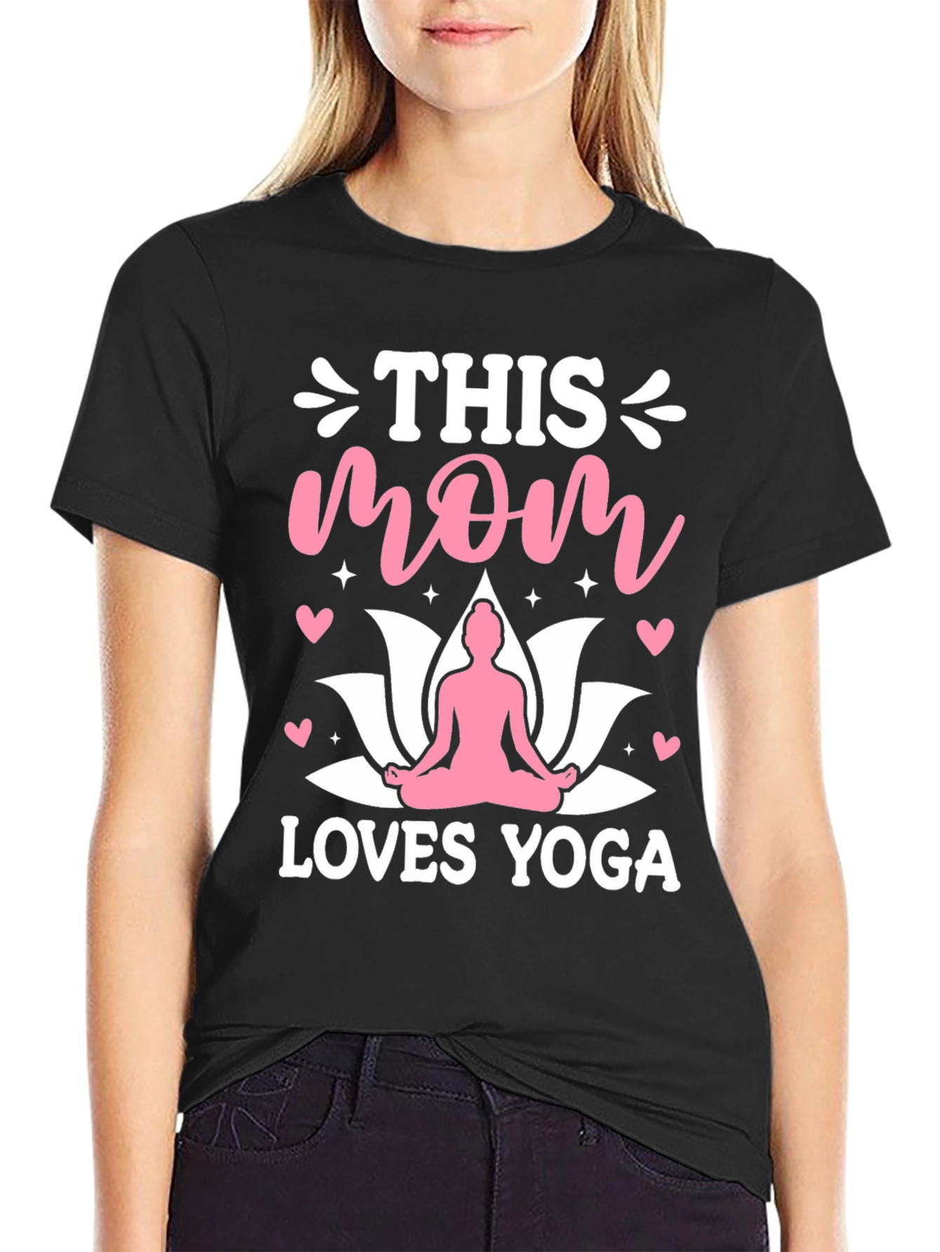 Black This Mom Loves Yoga T-Shirt - Comfortable & Stylish view 2