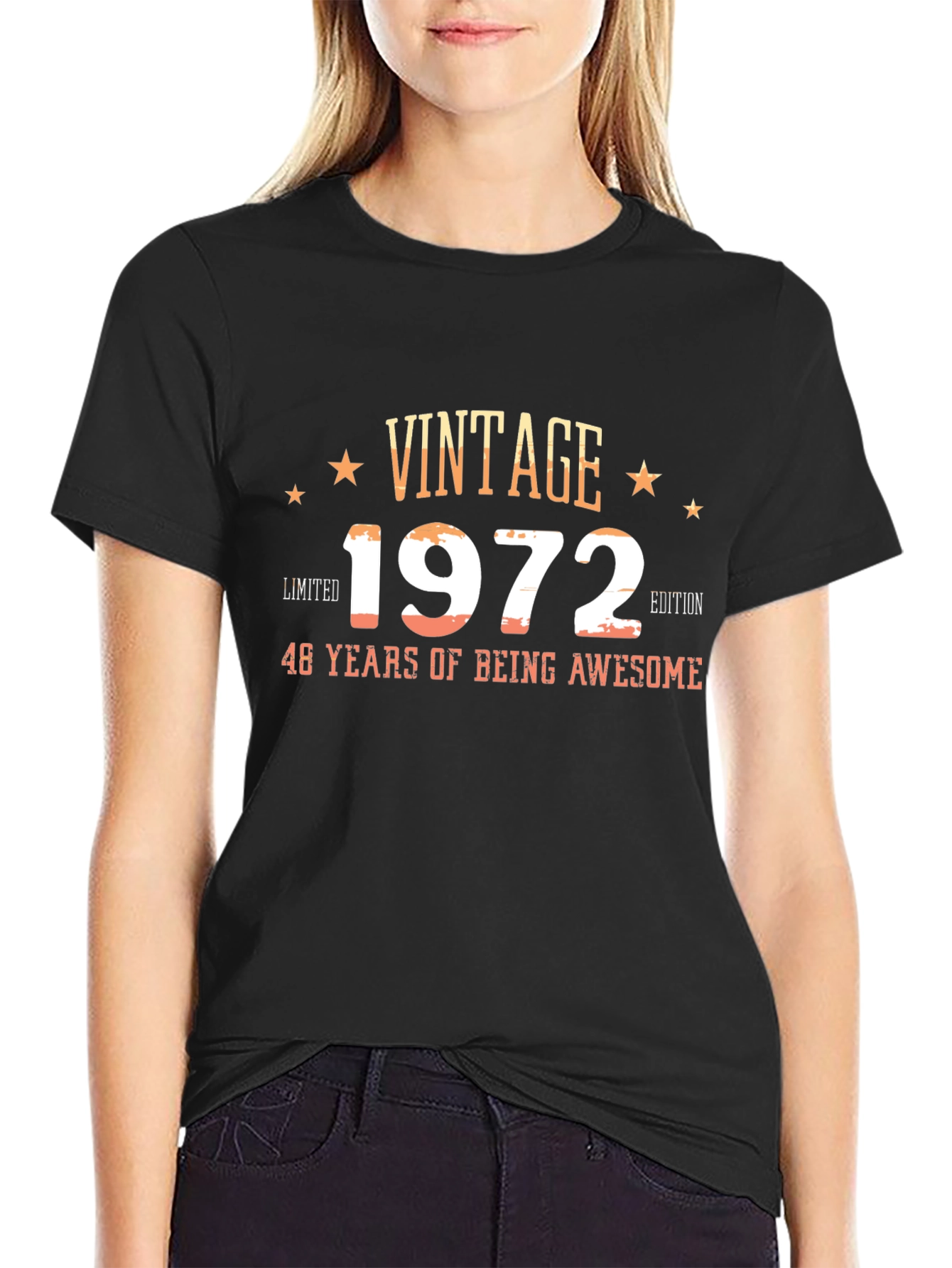 Black Vintage 1972 48 Years of Being Awesome T-Shirt view 2