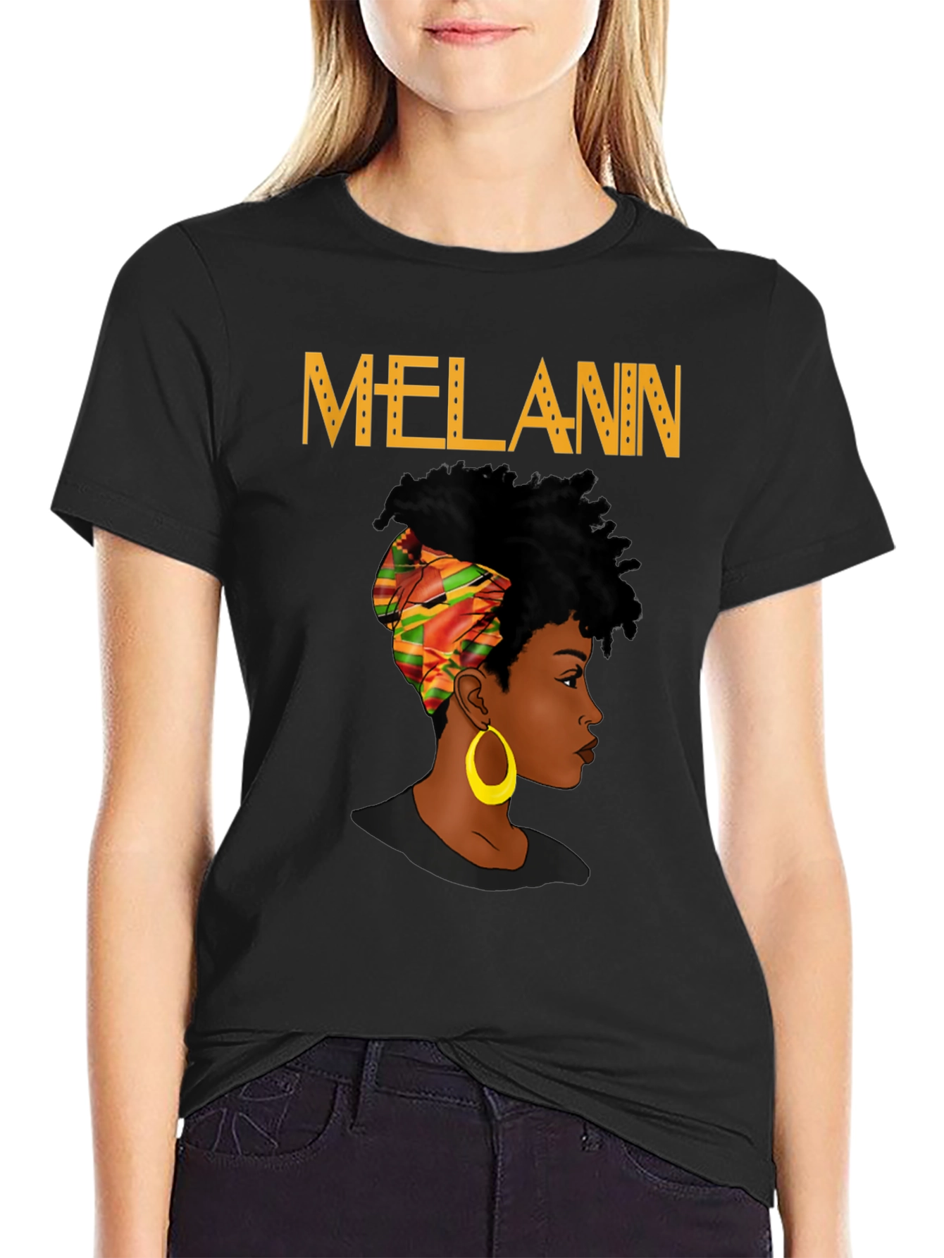Black Melanin Queen Black Graphic Tee view 2
