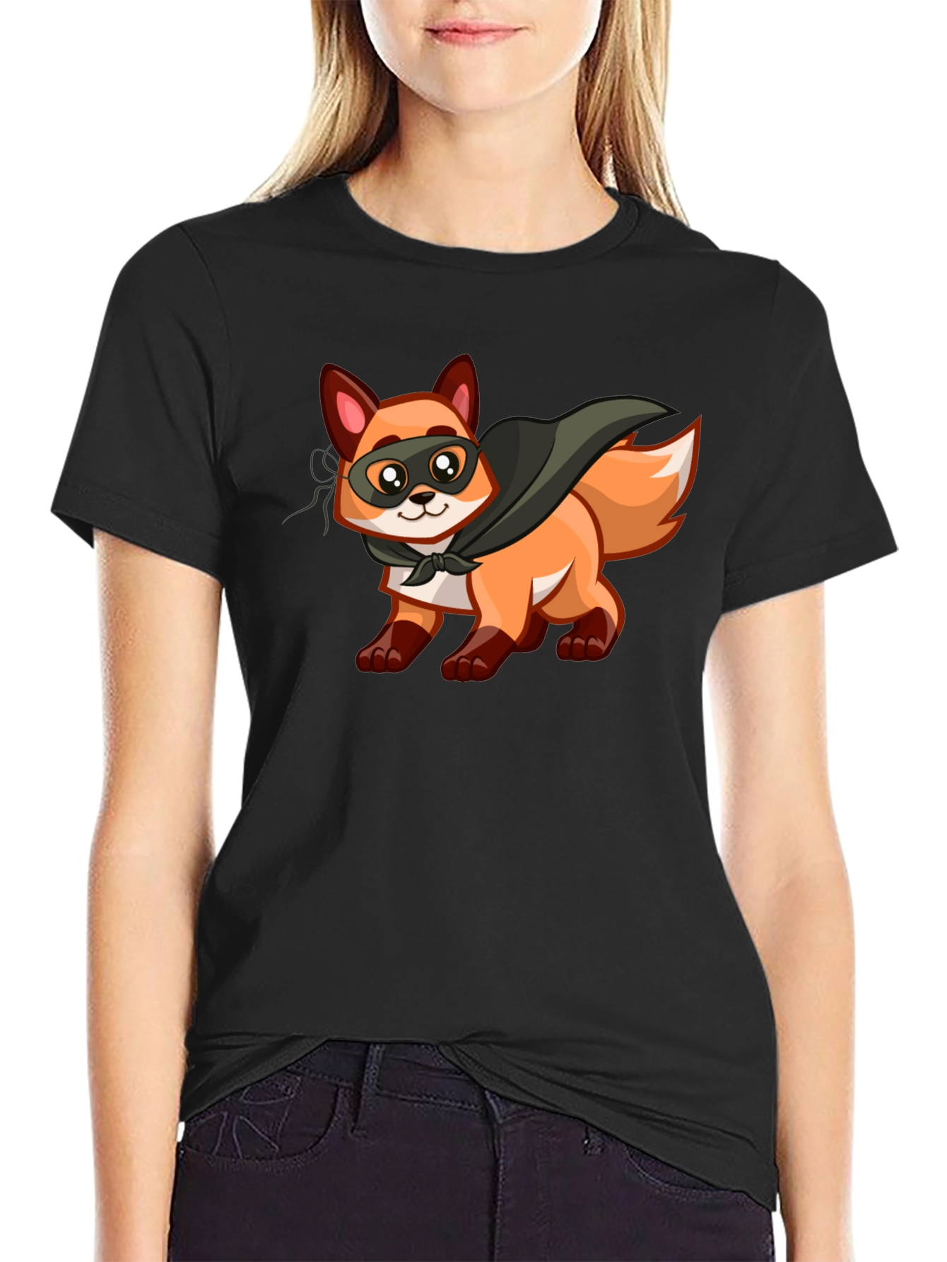 Black Hero Fox Graphic T-Shirt - Soft Cotton Tee view 2