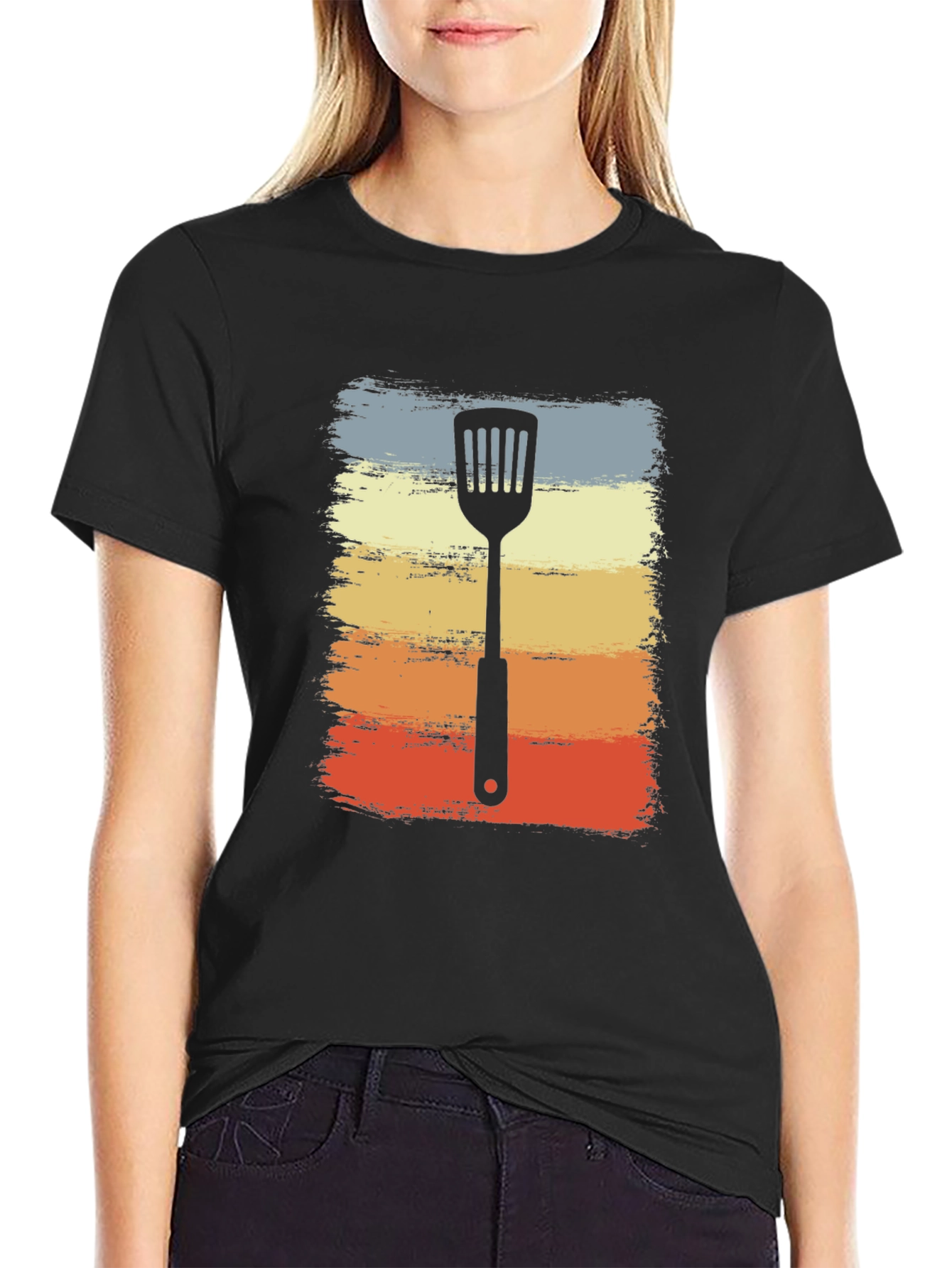 Black Retro Spatula Grill Master T-Shirt view 2