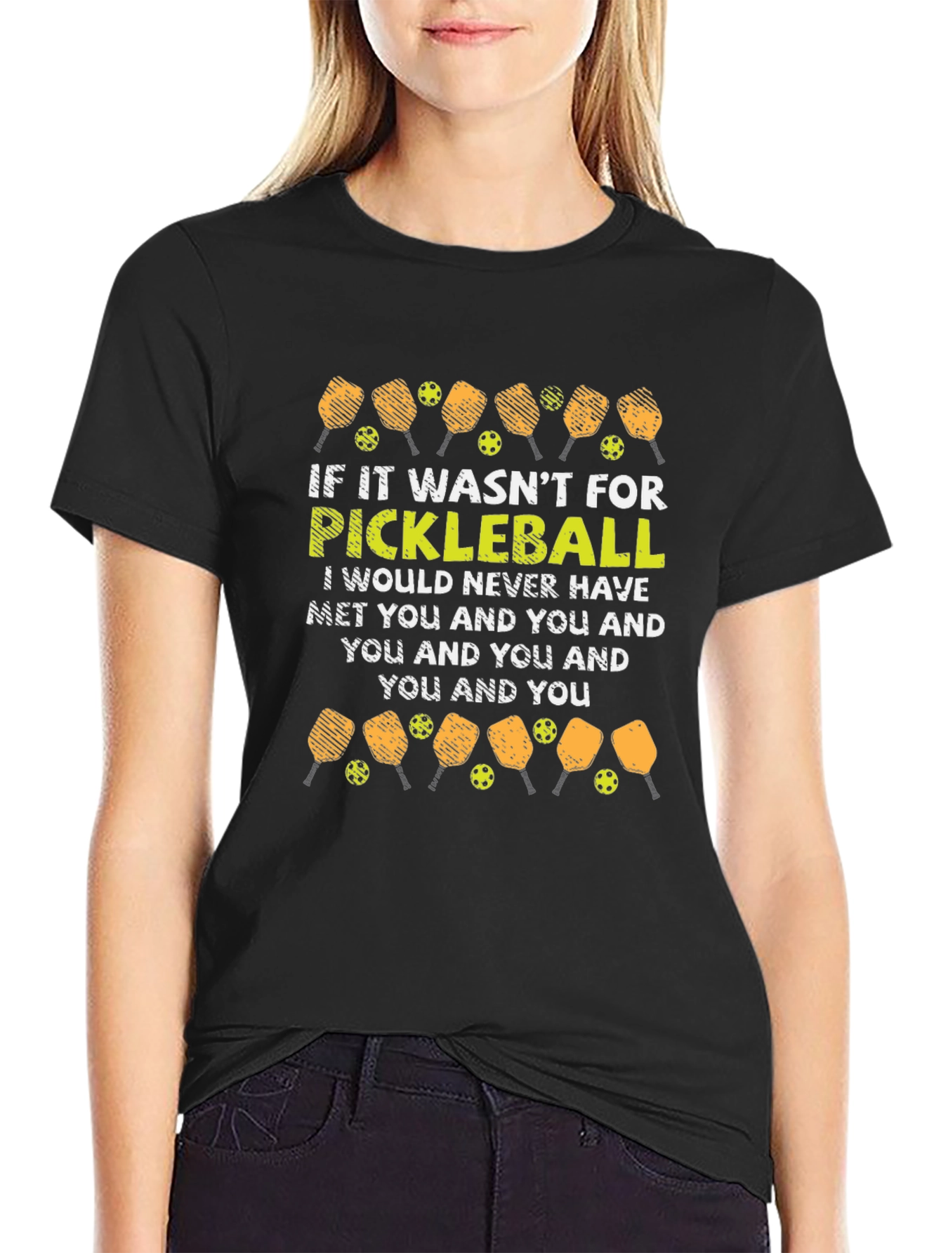 Black Pickleball T-Shirt: Funny Quote Design view 2