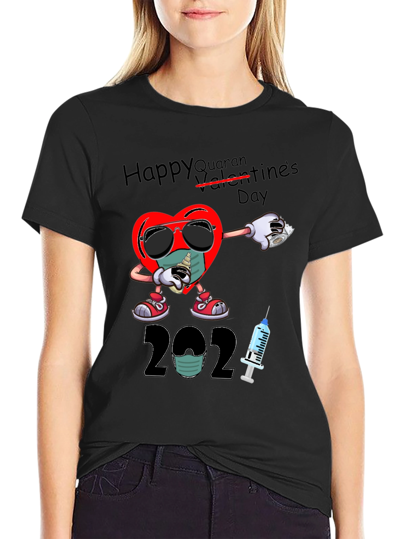 Black Happy Quarantines Day 2021 T-Shirt view 2