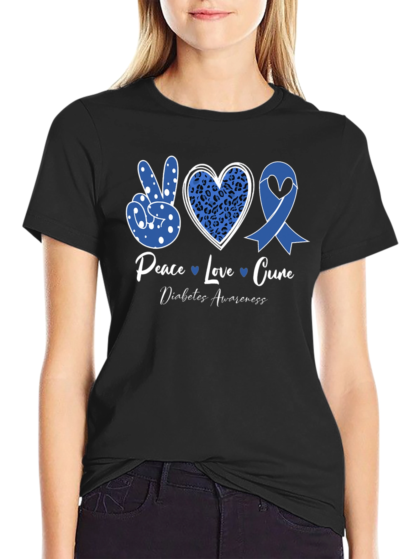 Peace Love Cure Diabetes Awareness T-Shirt - 2