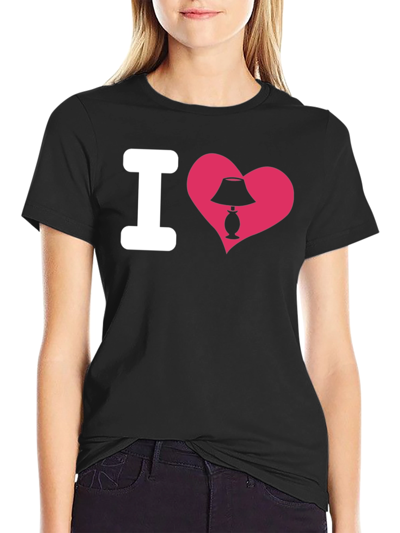 Black I Heart Lamp T-Shirt - Novelty Graphic Tee view 2