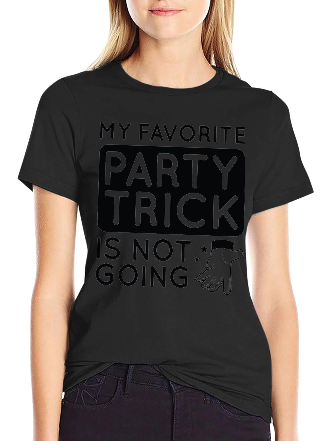 Black My Favorite Party Trick T-Shirt - Introvert Humor view 2