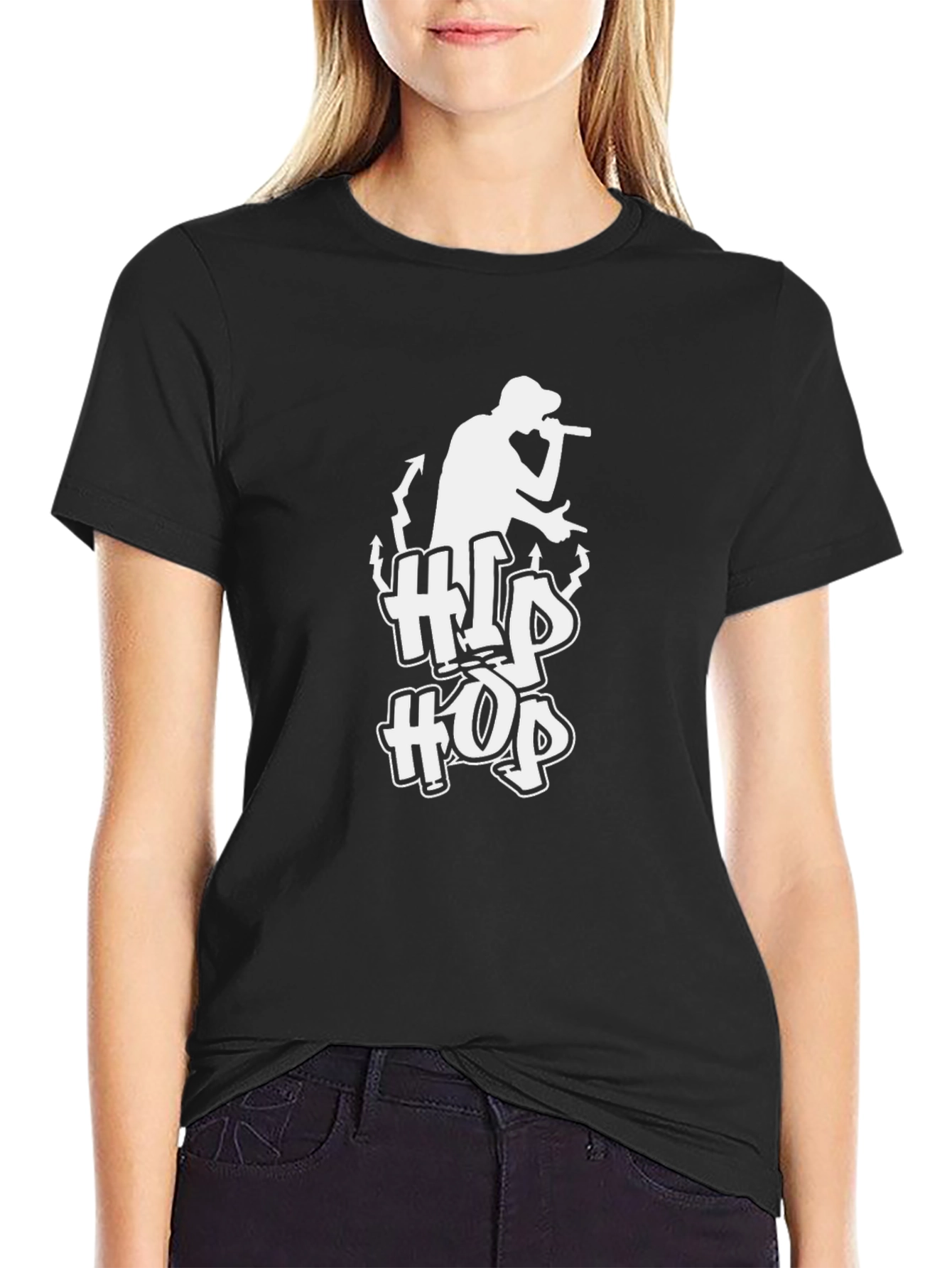 Black Hip Hop Graphic Black T-Shirt view 2