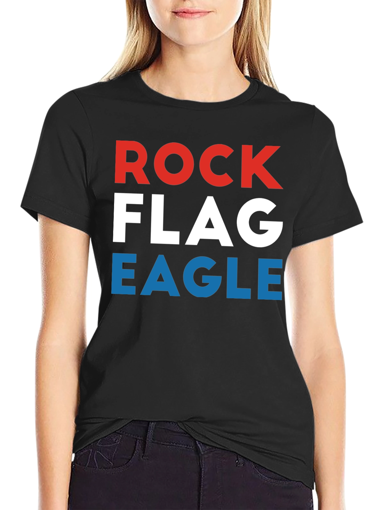 Black Rock Flag Eagle Graphic Tee - Patriotic USA T-Shirt view 2