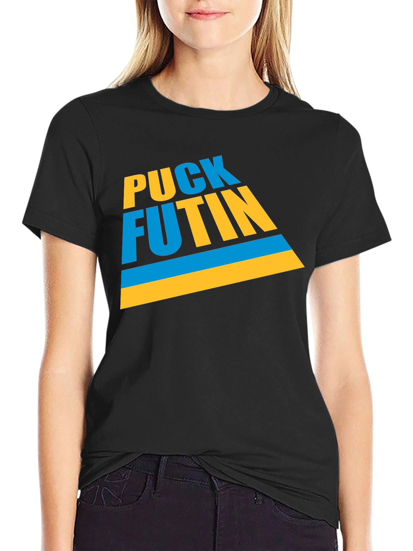 Black Puck Futin Graphic T-Shirt - Black Crew Neck view 2