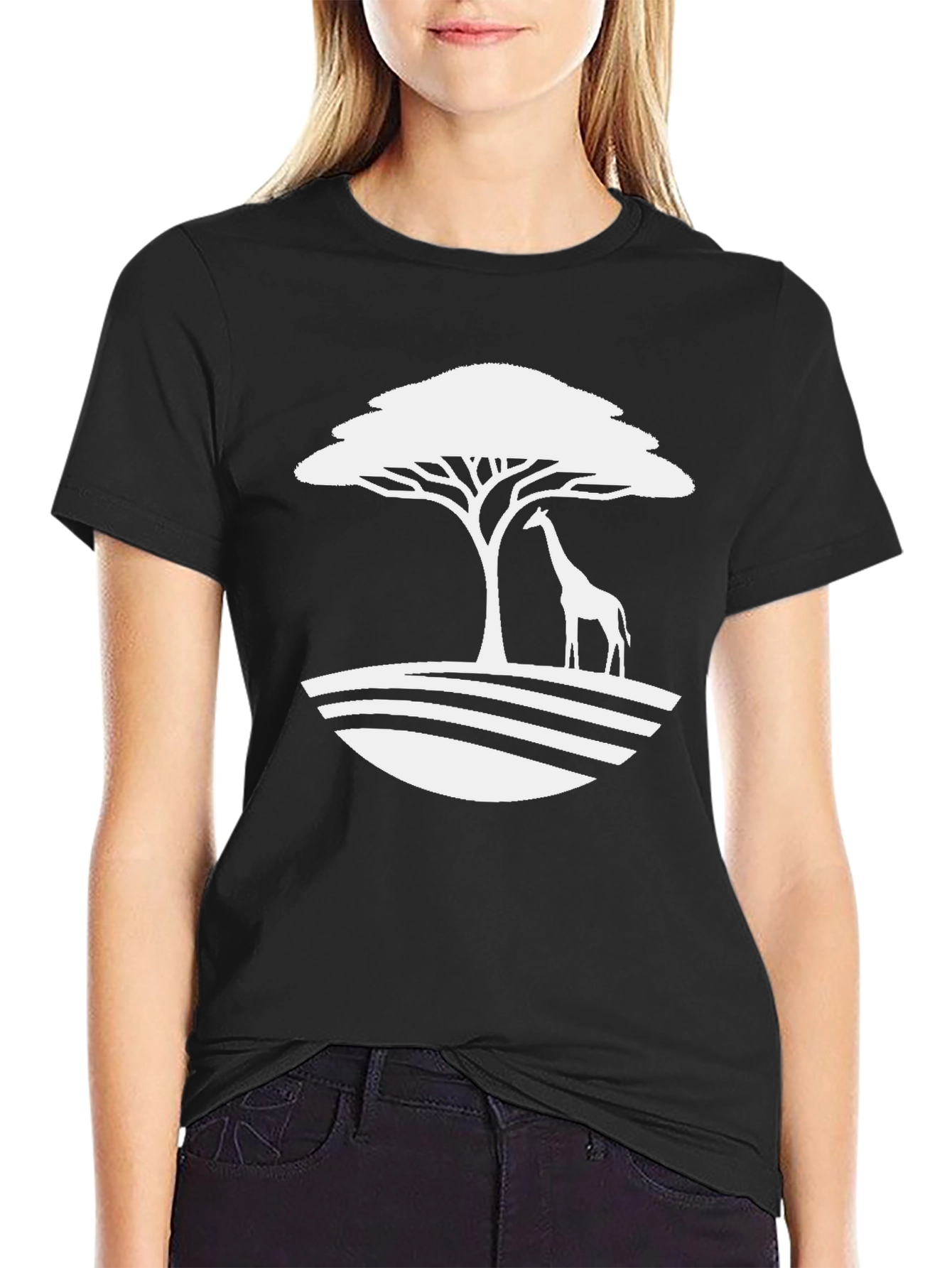 Black Giraffe Tree Graphic Tee - Safari Style view 2