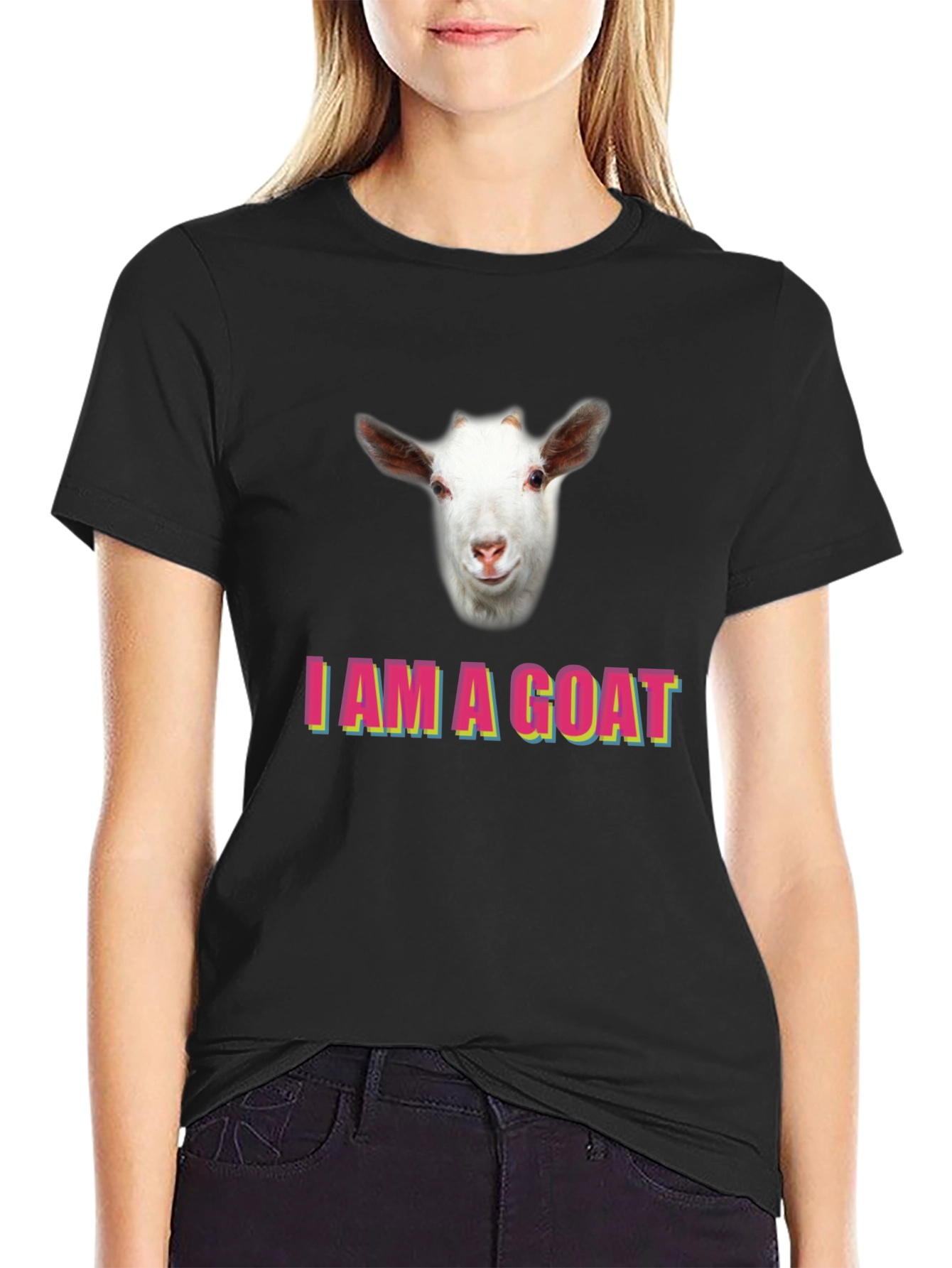 Black I am a Goat T-Shirt, Funny Animal Tee view 2