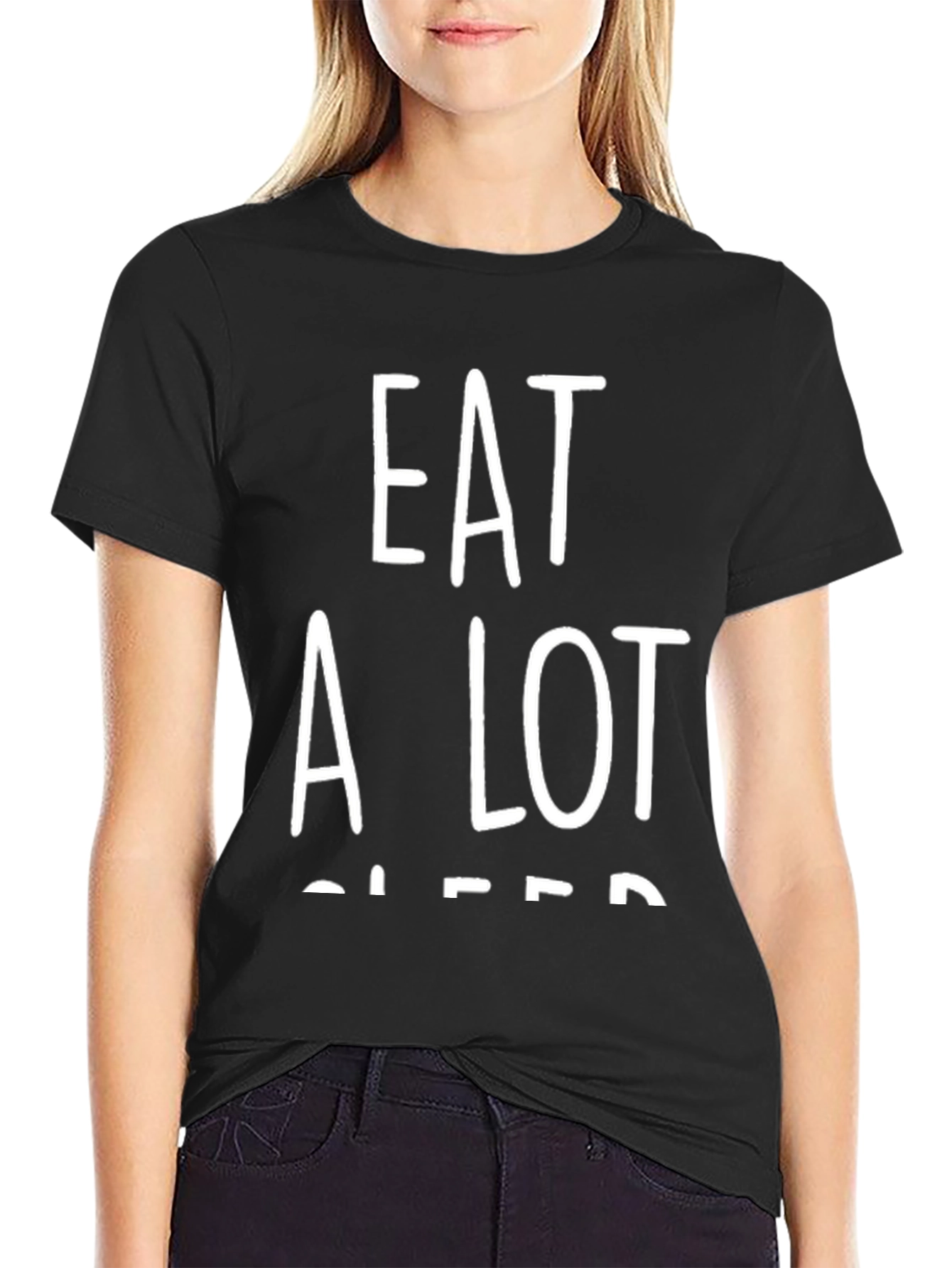 Eat A Lot Sleep Much T-Shirt - Black Cotton Tee - 2