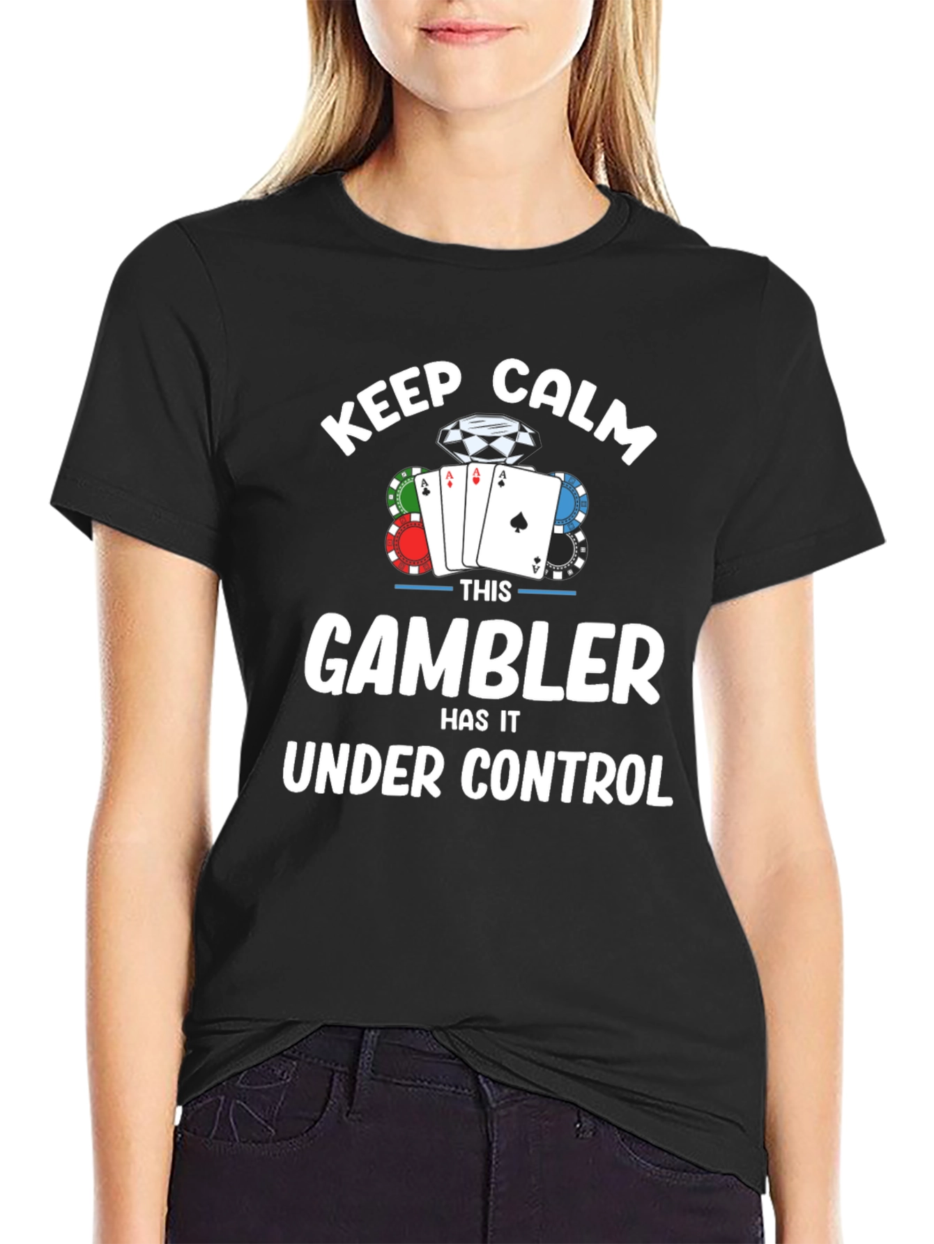 Black Keep Calm Gambler T-Shirt - Black Cotton Tee view 2