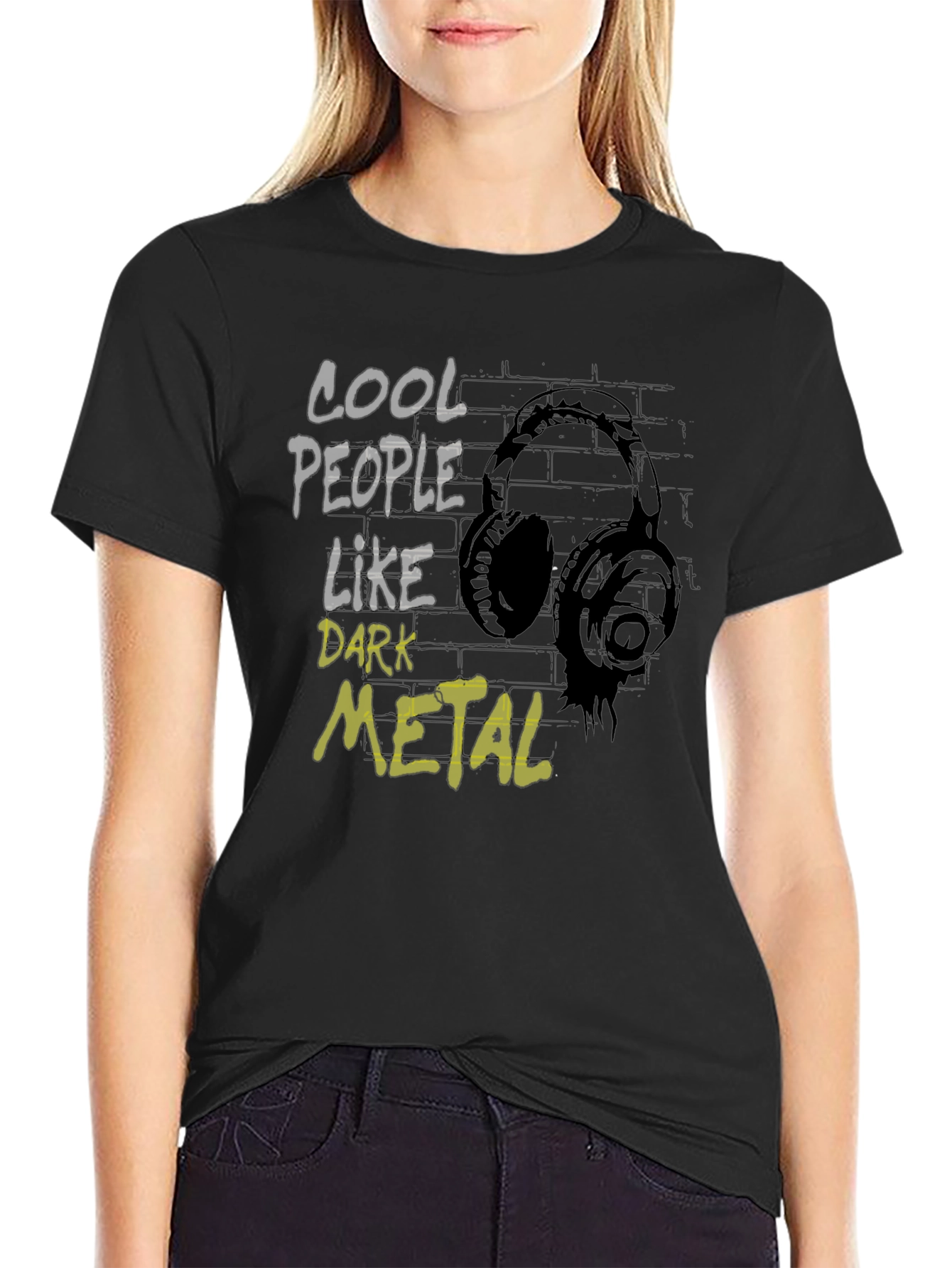 Black Cool People Like Dark Metal Graphic T-Shirt view 2