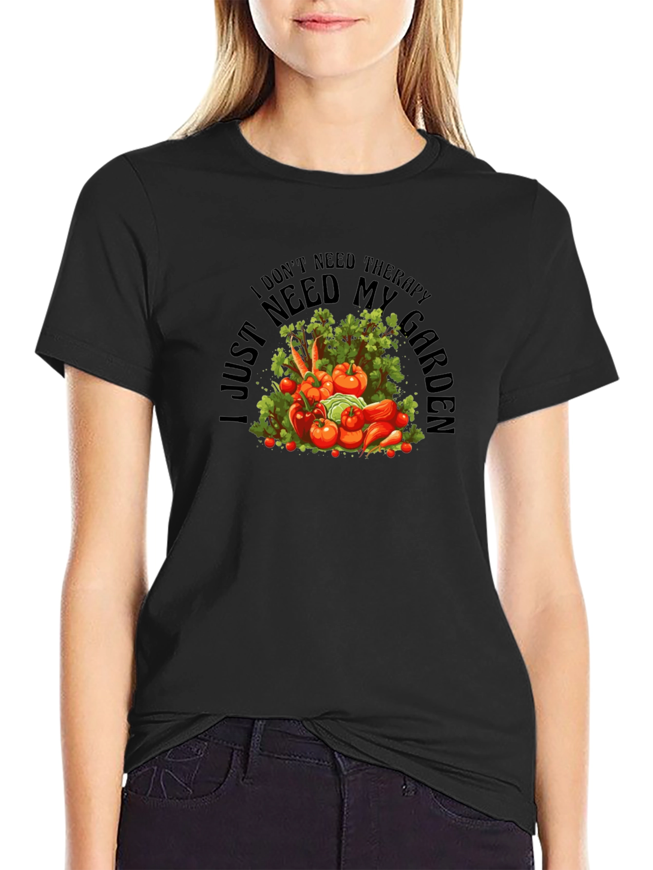 Black Therapy Garden Black T-Shirt - Gardener's Gift view 2