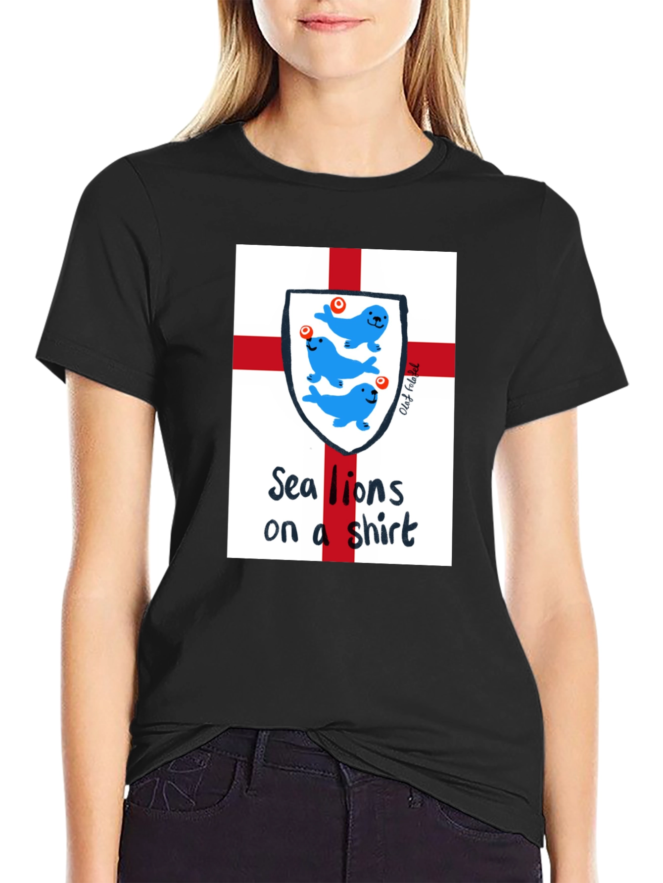 Black Sea Lions on a Shirt - Fun Graphic Tee view 2