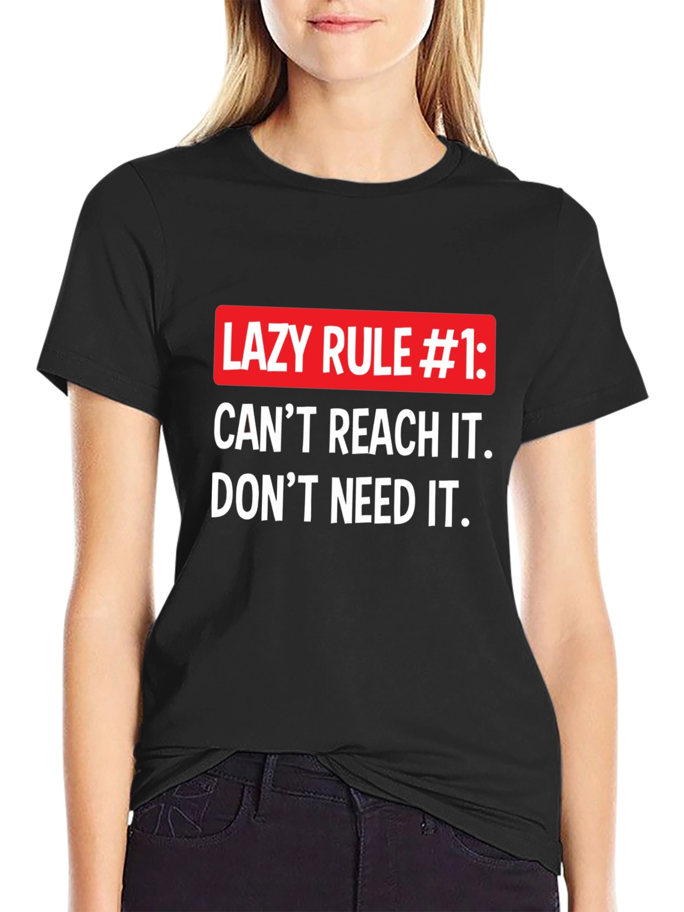 Black Lazy Rule #1 Graphic Tee - Funny Slogan T-Shirt view 2