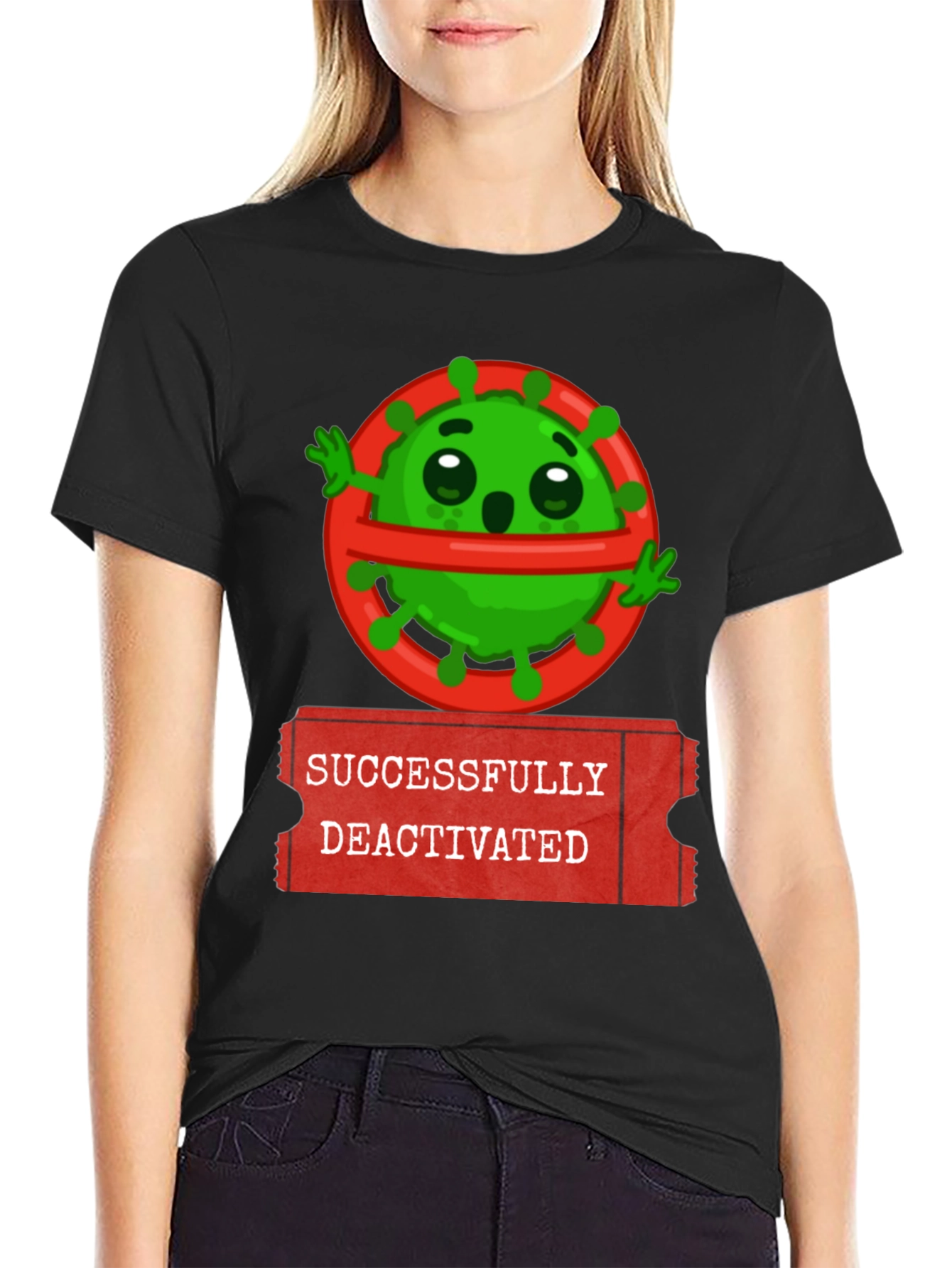 Black Successfully Deactivated Virus Graphic Tee view 2