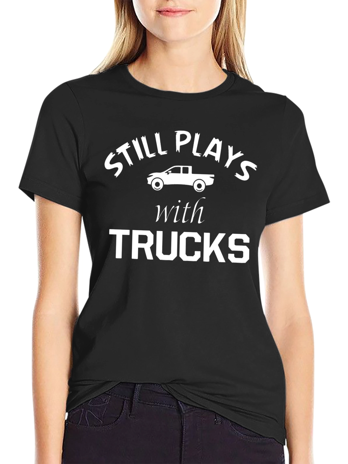 Black Still Plays with Trucks Graphic Tee view 2