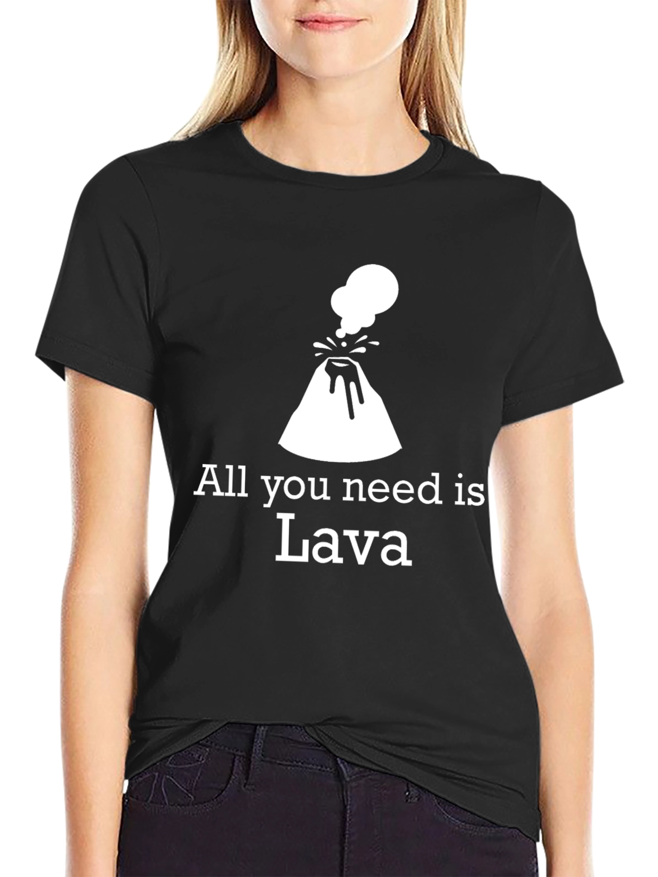Black All You Need Is Lava T-Shirt - Funny Volcano Tee view 2