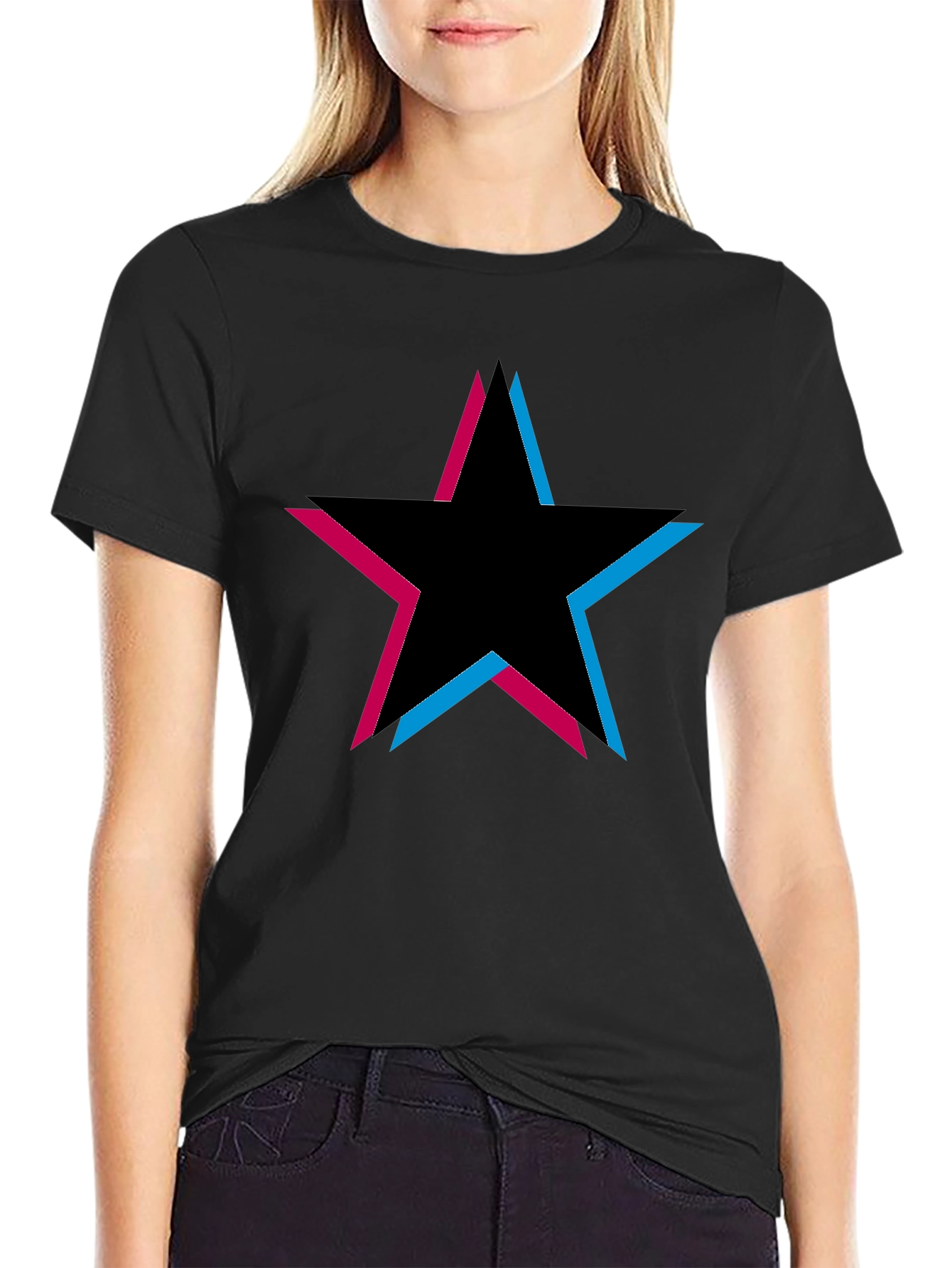 Black Star Graphic T-Shirt - Black Cotton Tee view 2