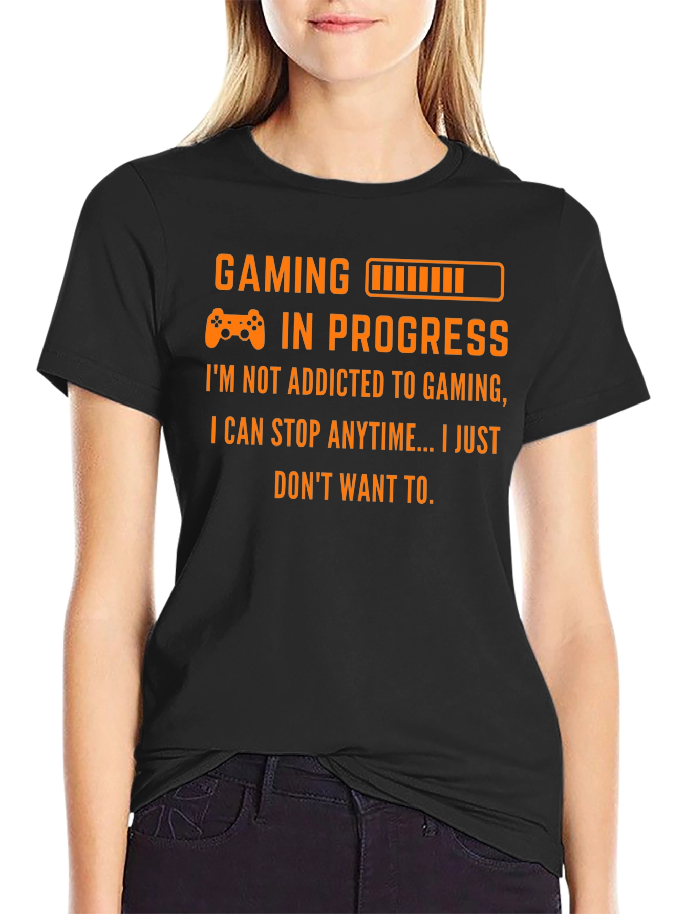 Black Gaming in Progress T-Shirt - Gamer Addict Tee view 2