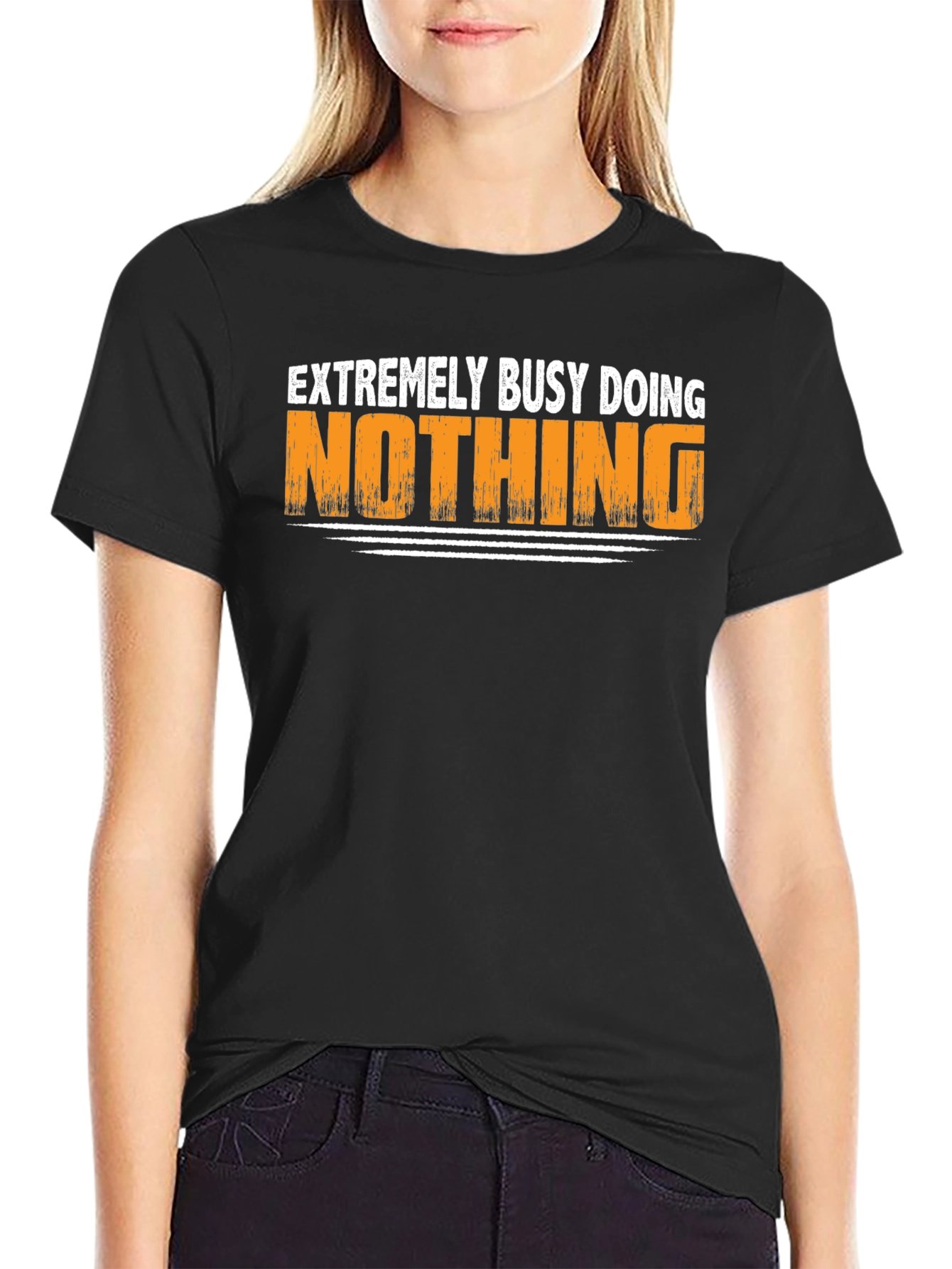 Black Extremely Busy Doing Nothing T-Shirt view 2