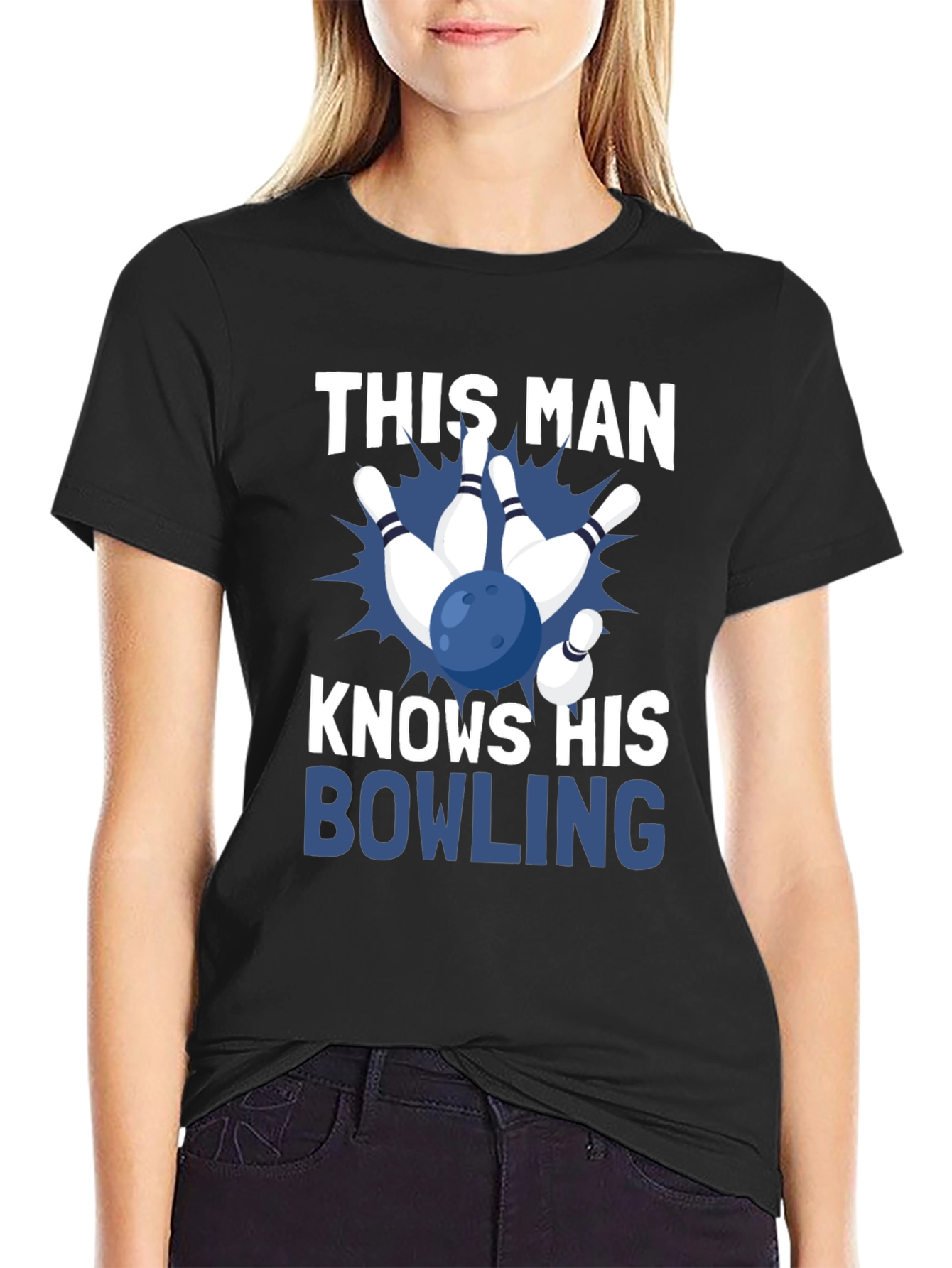 Black This Man Knows His Bowling T-Shirt view 2