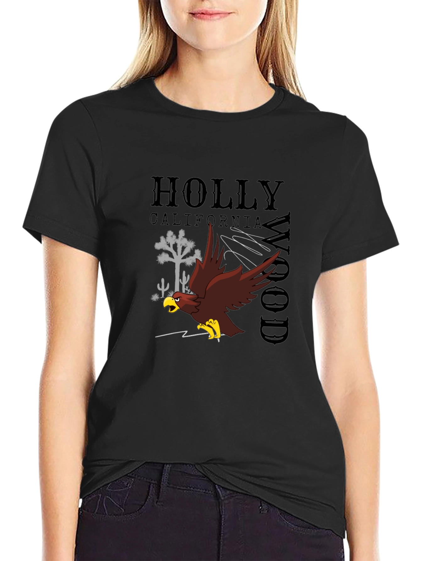 Black Hollywood California Graphic Tee view 2
