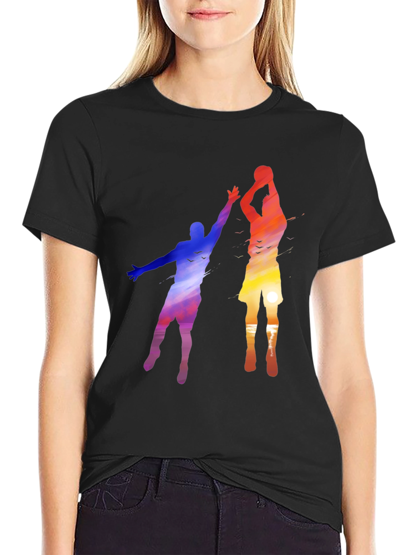 Black Sunset Basketball Graphic Tee view 2
