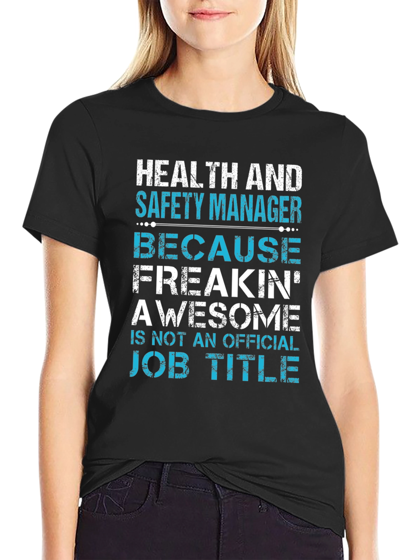 Black Health and Safety Manager Awesome Job Title T-Shirt view 2