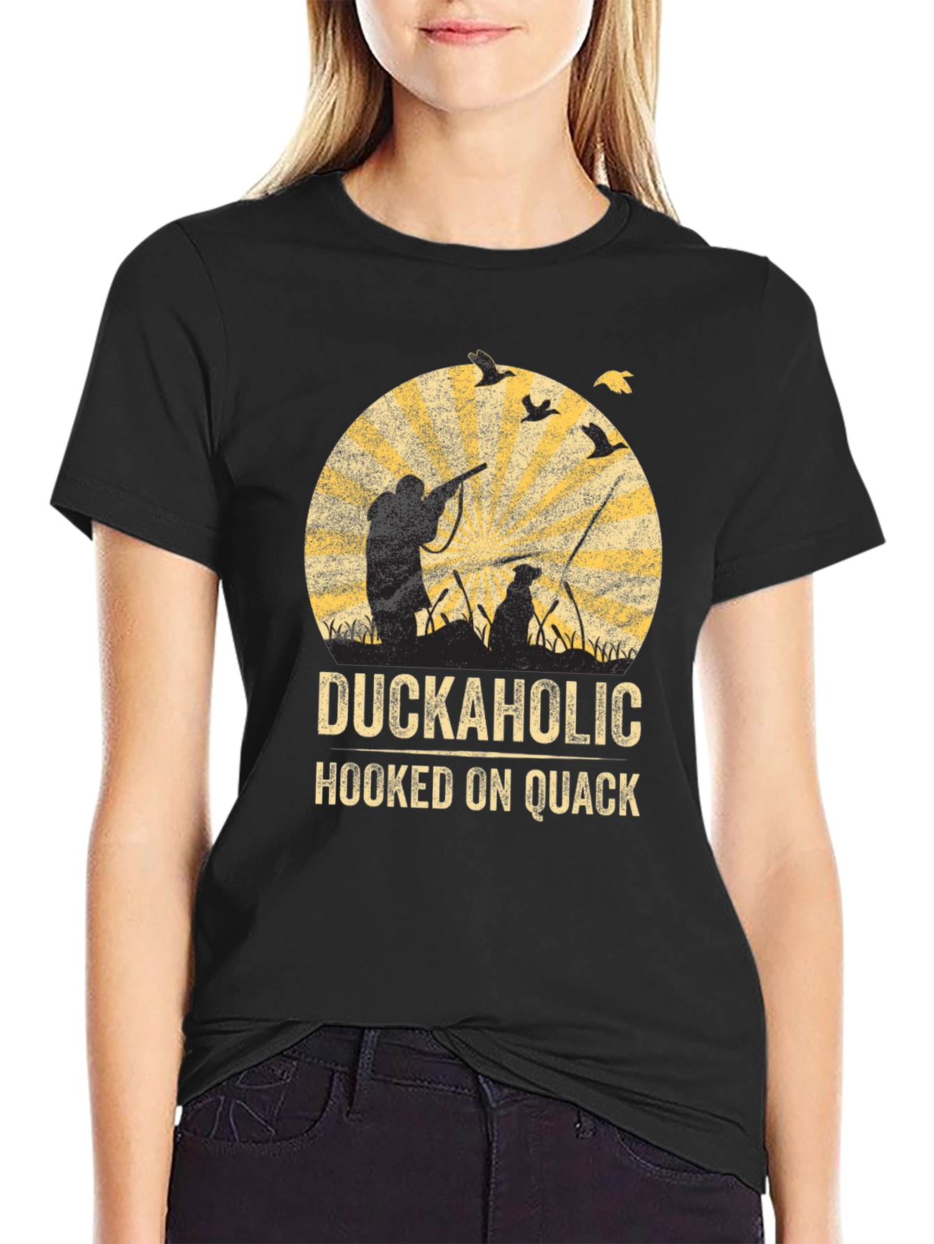 Black Duckaholic Hunting Graphic T-Shirt view 2
