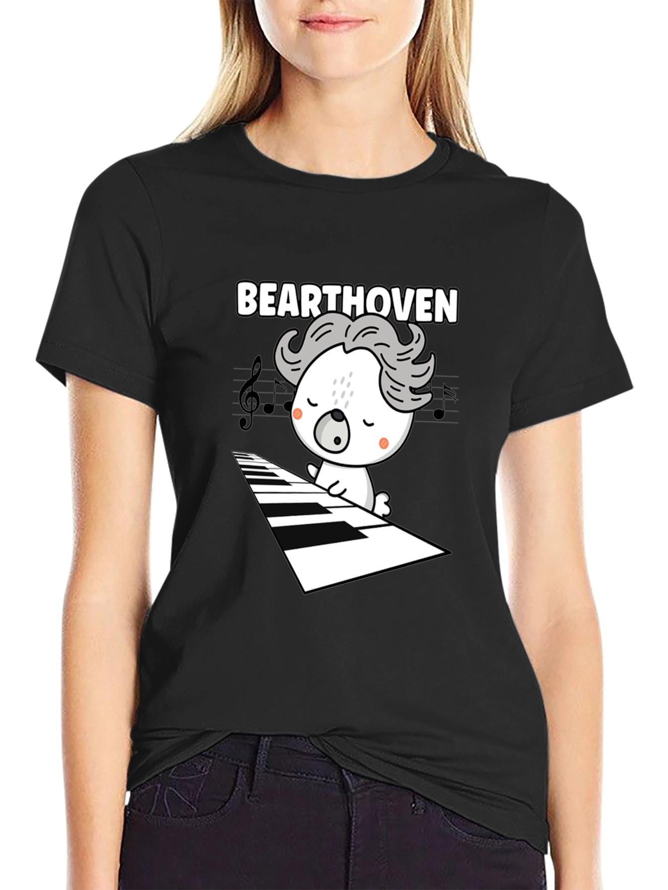 Black Bearthoven Piano T-Shirt view 2