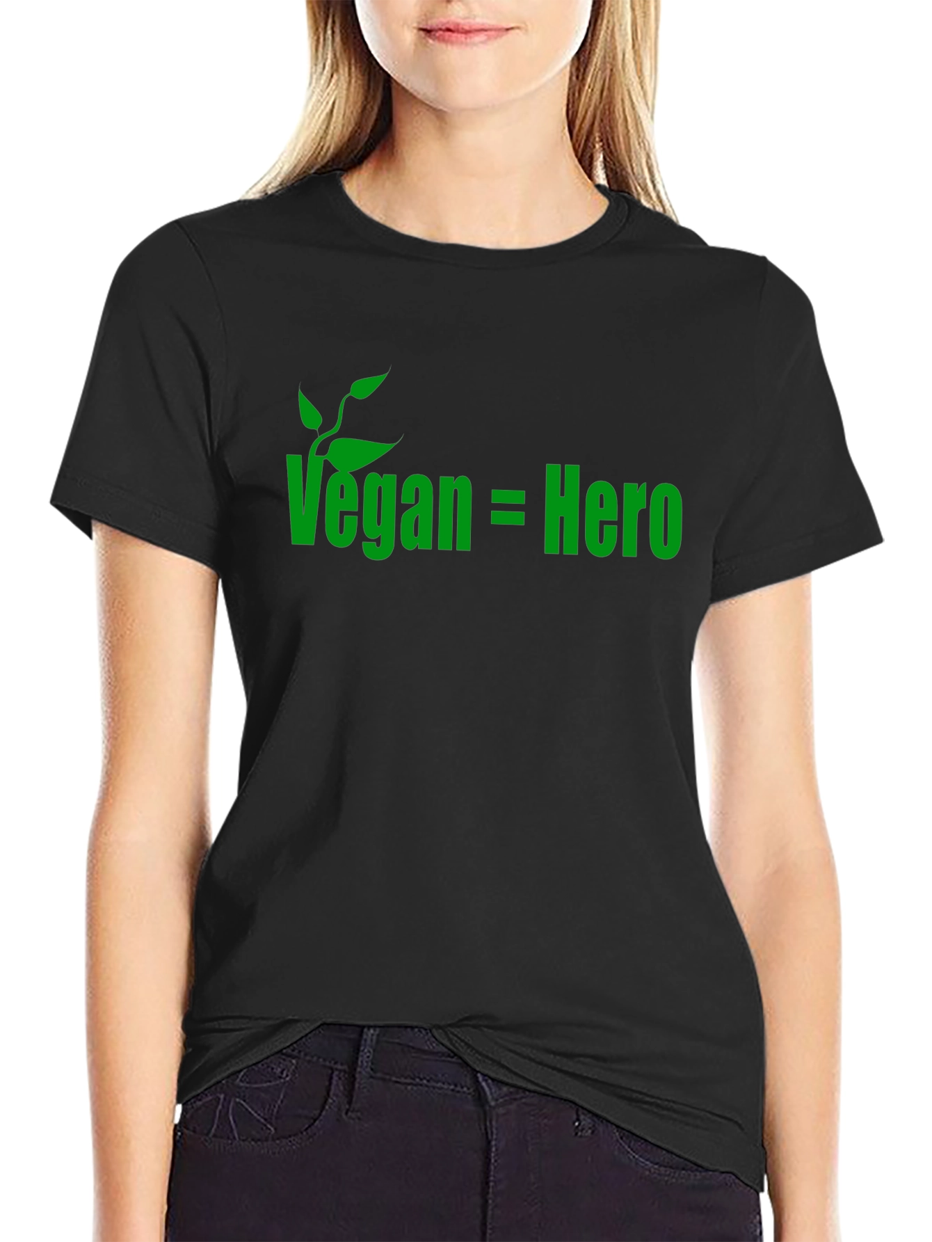 Black Vegan Hero Tee - Eco-Friendly Statement T-Shirt view 2