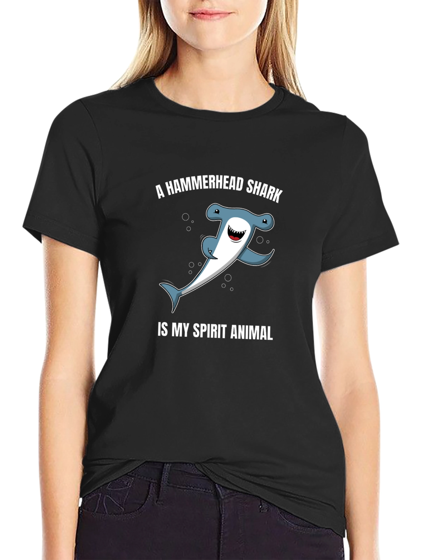 Black Hammerhead Shark Spirit Animal T-Shirt view 2