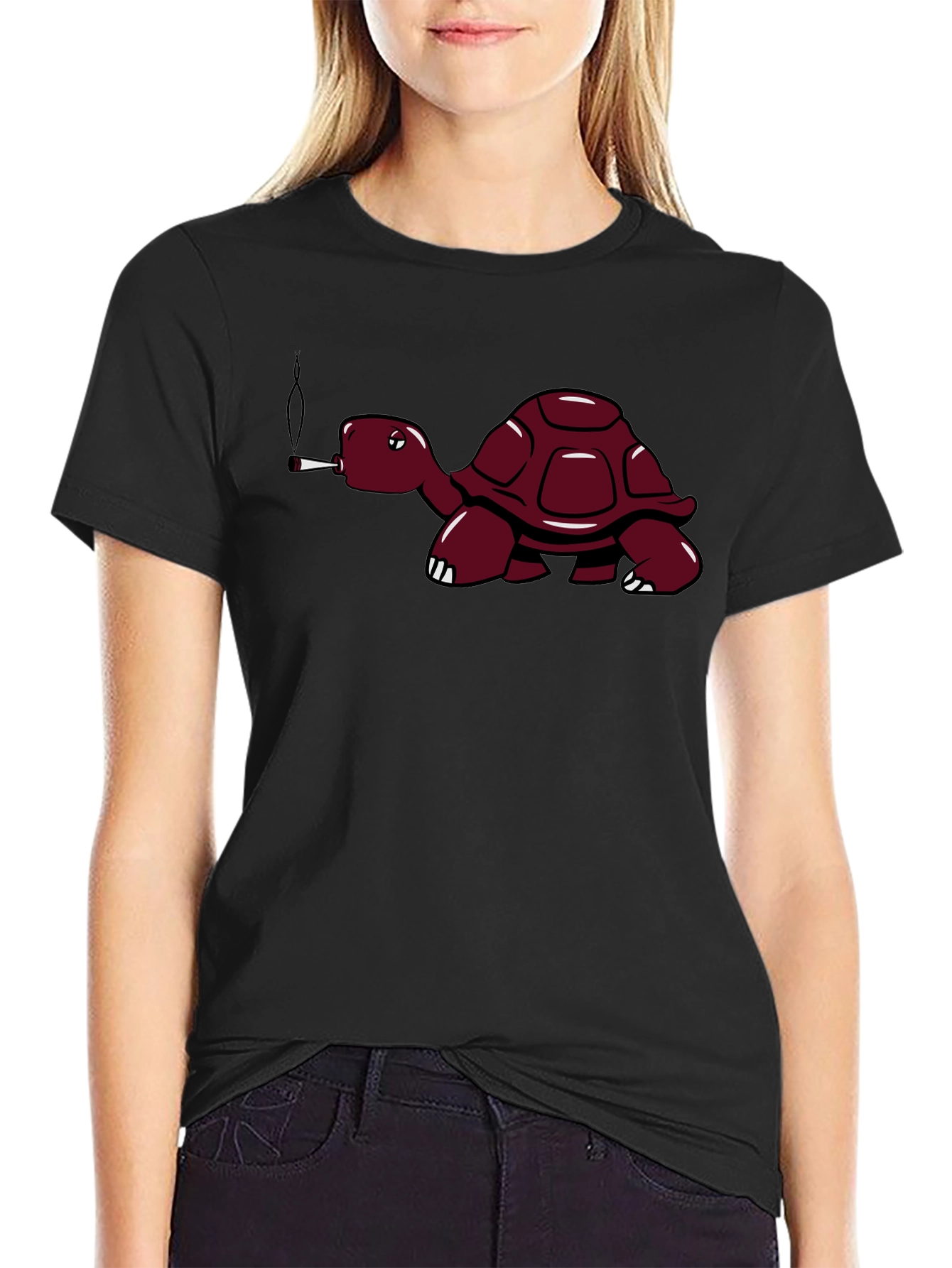 Black Turtle Smoker T-Shirt - Cool Graphic Tee view 2