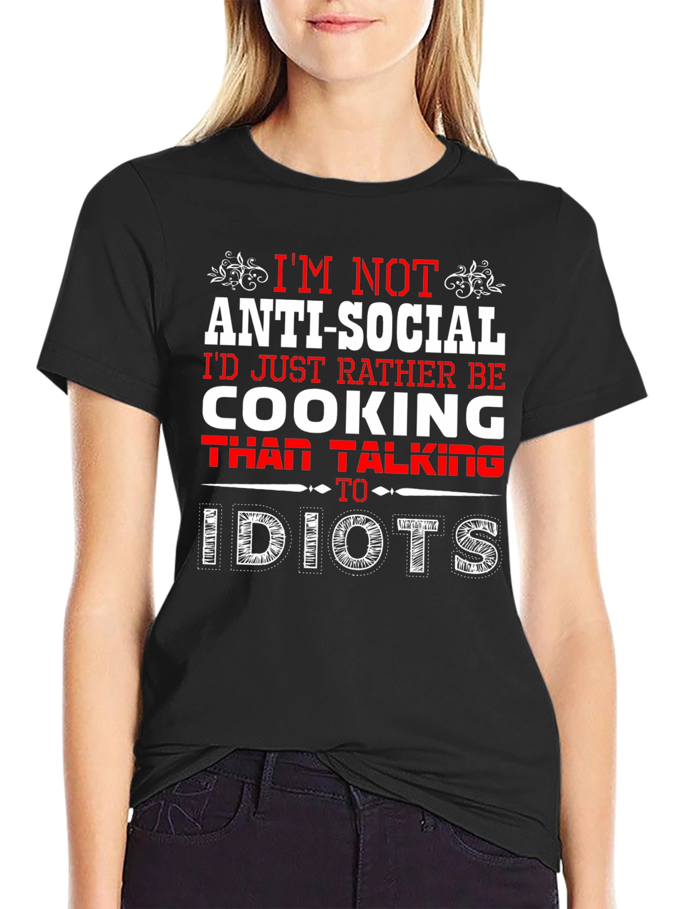 Black Anti-Social Chef Humor Graphic T-Shirt view 2