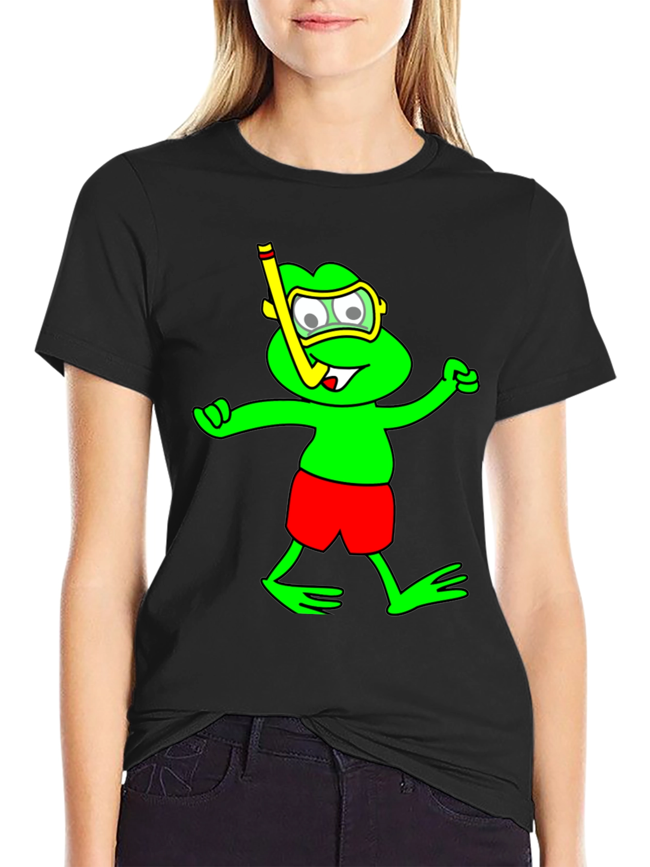 Black Frog Snorkel T-Shirt - Funny Summer Tee view 2