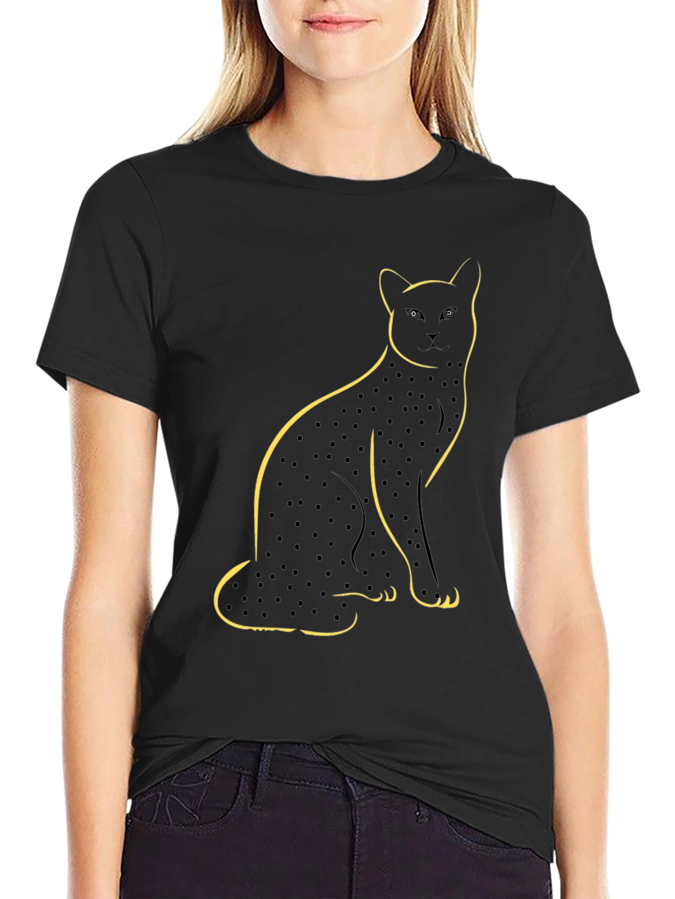 Black Black Cat T-Shirt - Unique Graphic Tee view 2