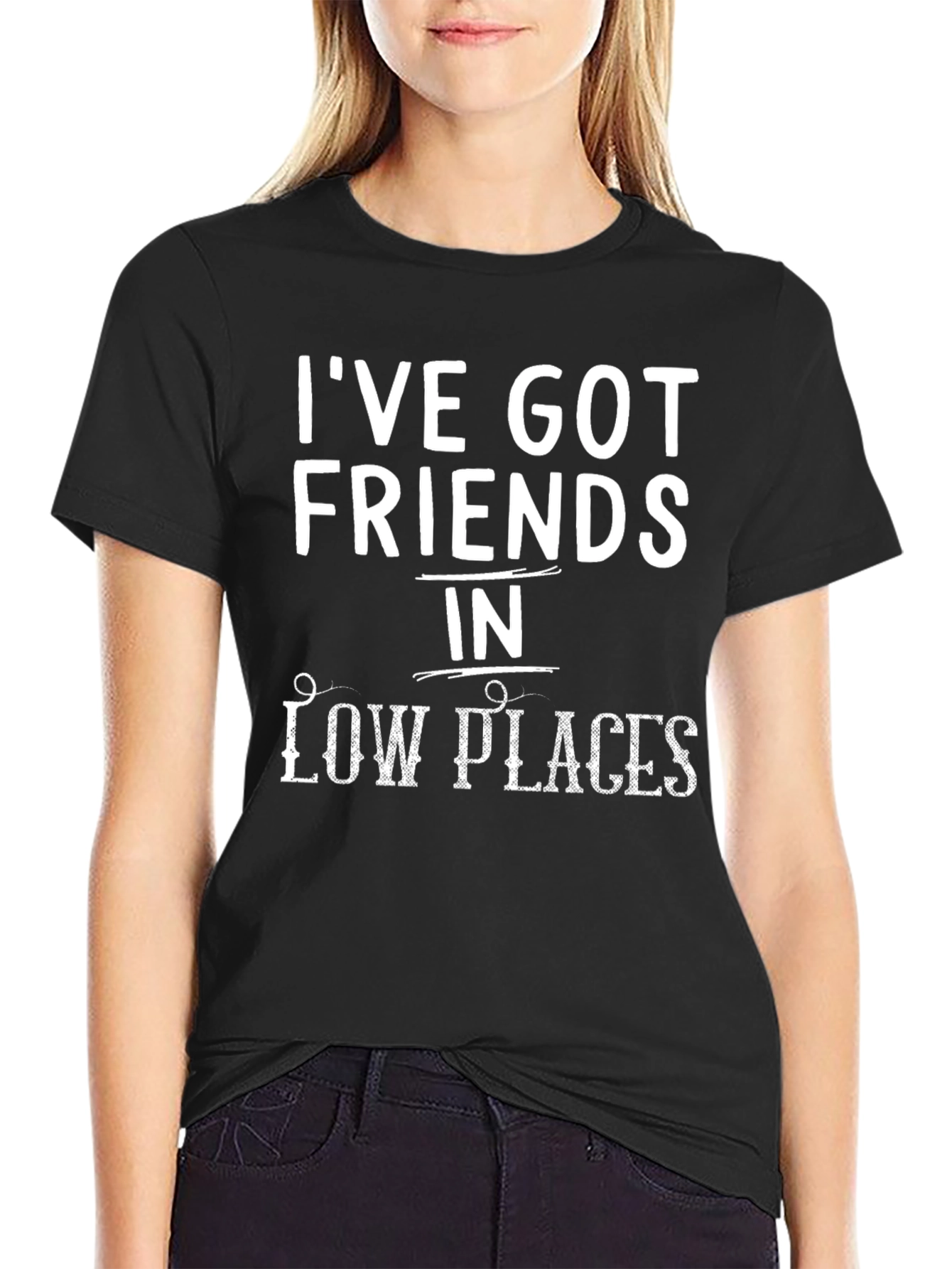 Black I've Got Friends in Low Places Black Graphic Tee view 2