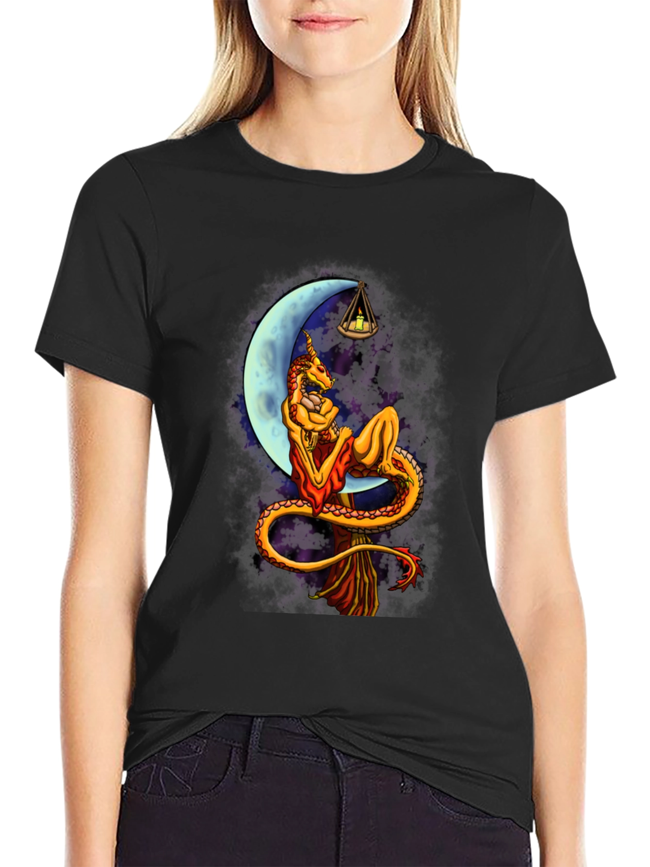 Black Dragon Moon Black T-Shirt view 2