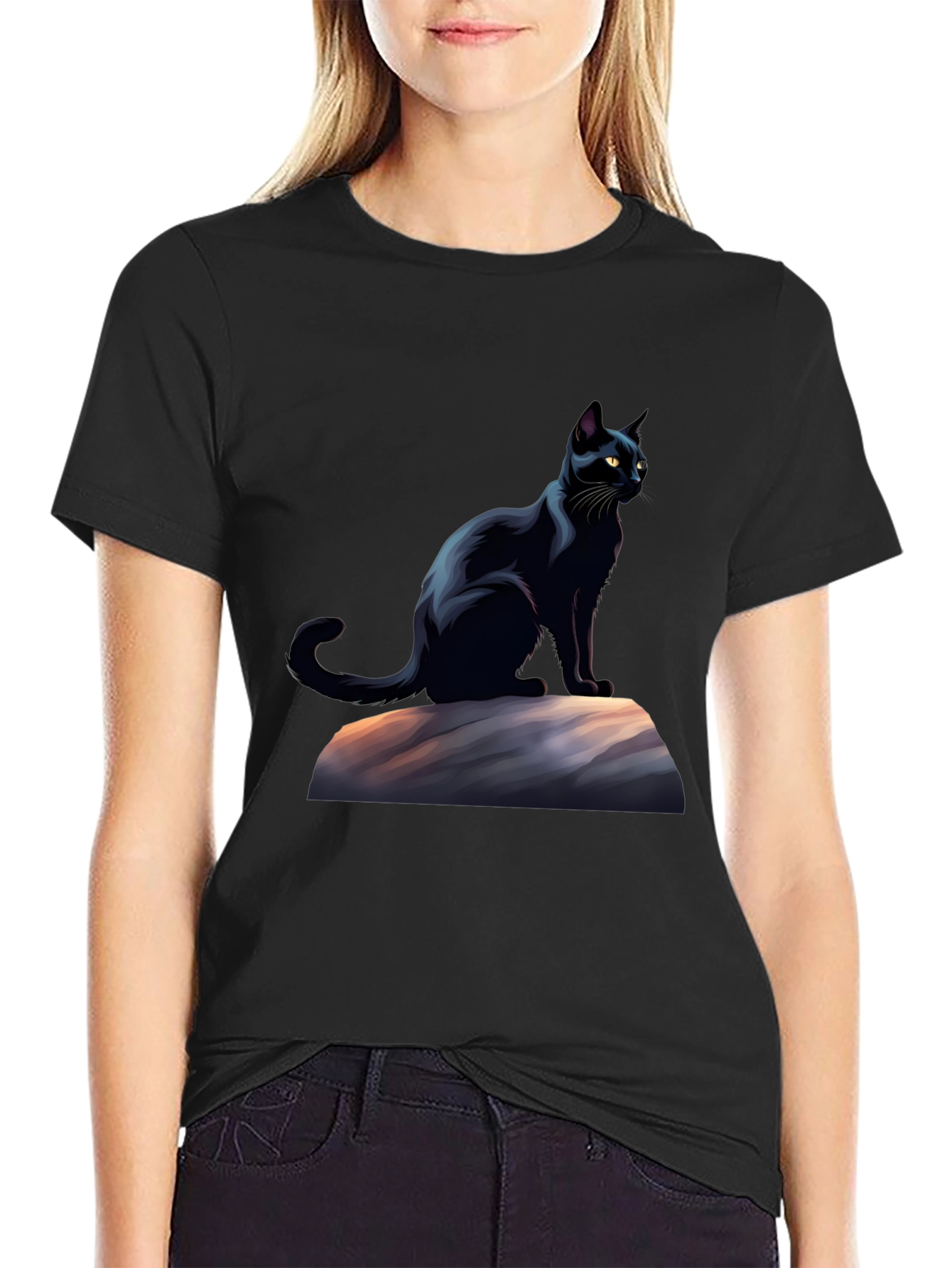 Black Black Cat Graphic T-Shirt - Stylish Men's Tee view 2