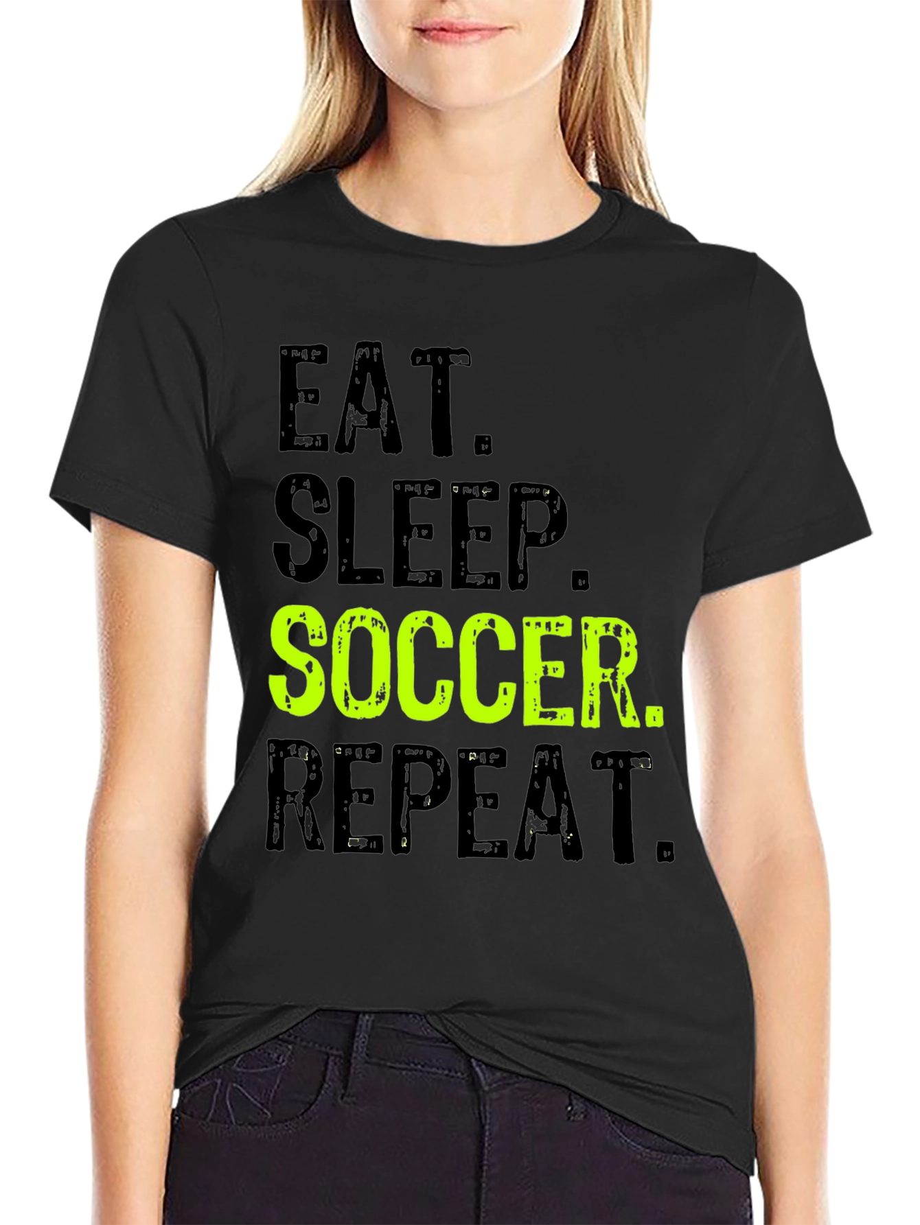 Black Eat Sleep Soccer Repeat Graphic T-Shirt view 2