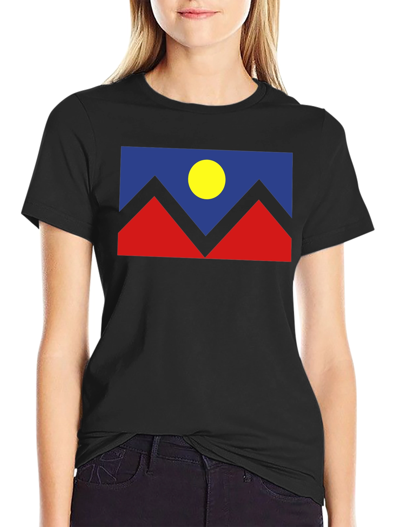 Black Abstract Mountain Graphic T-Shirt view 2