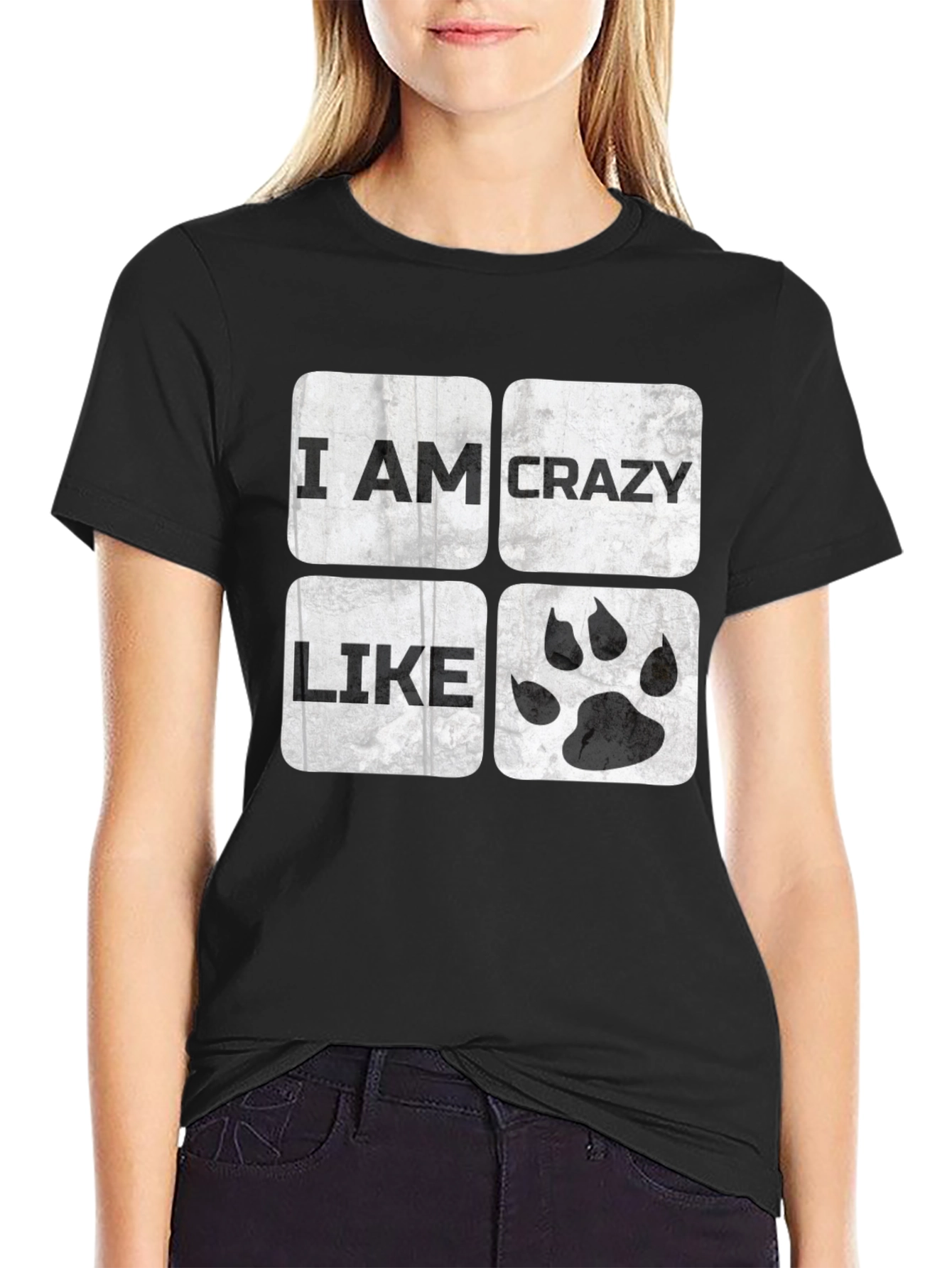 Black Crazy Like T-Shirt | Funny Animal Paw Tee view 2