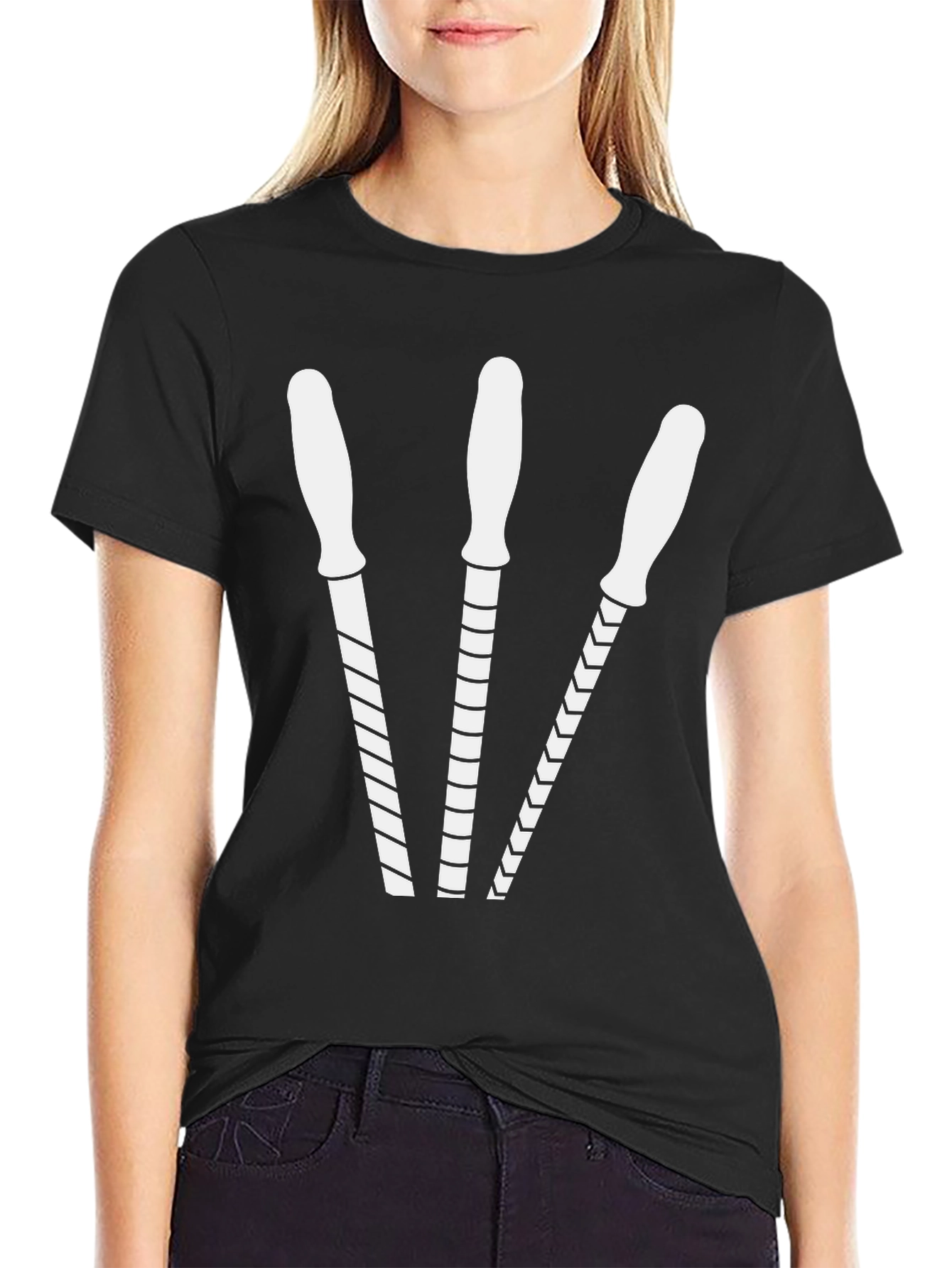 Black Graphic T-Shirt with File Tool Design view 2