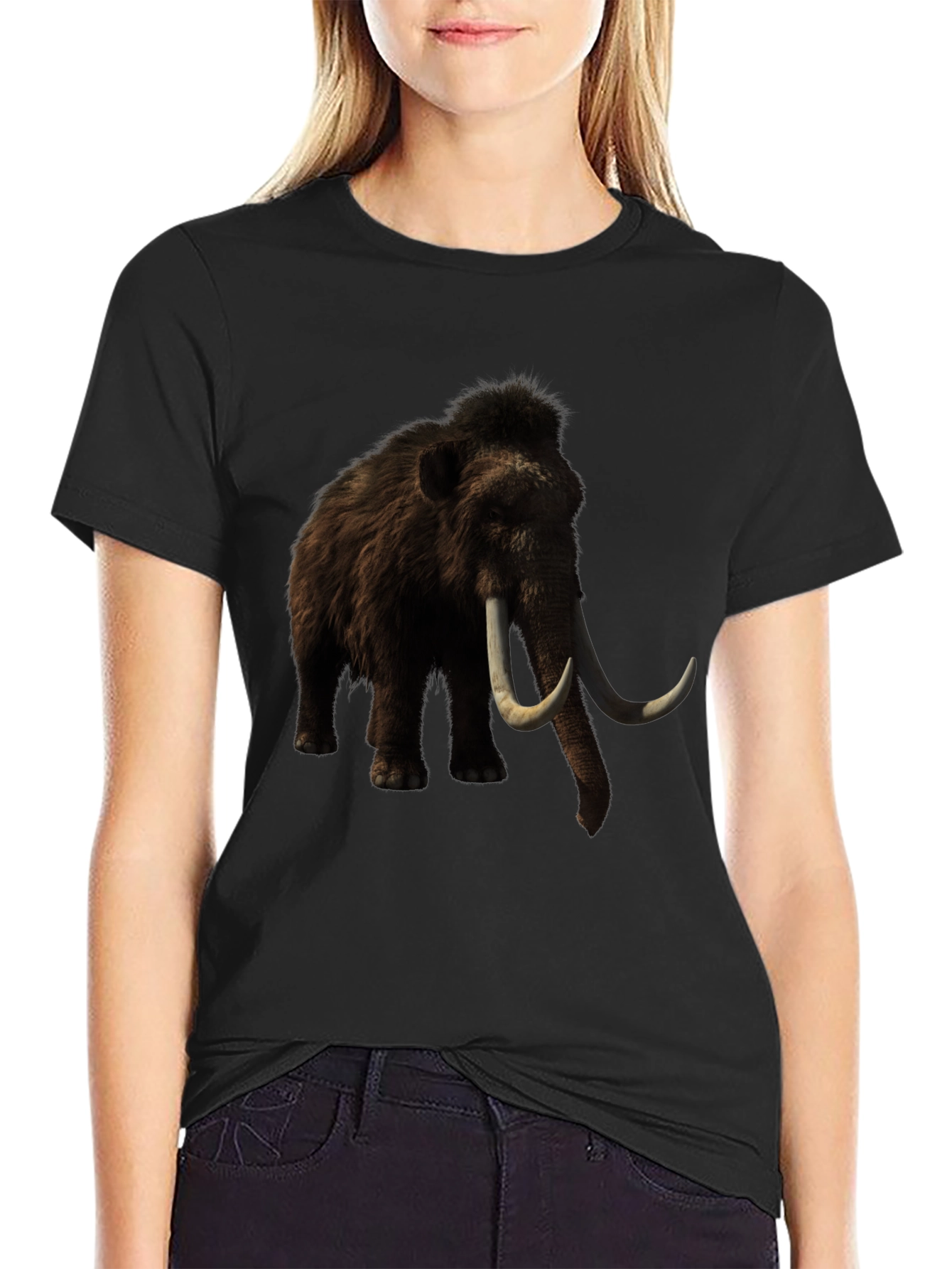 Black Mammoth Graphic T-Shirt - Black, Unique Design view 2