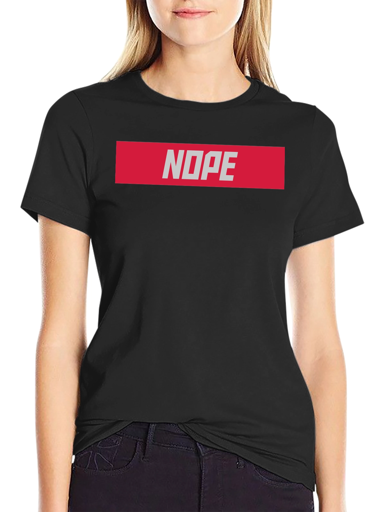 Black Nope Graphic T-Shirt - Casual Black Tee view 2