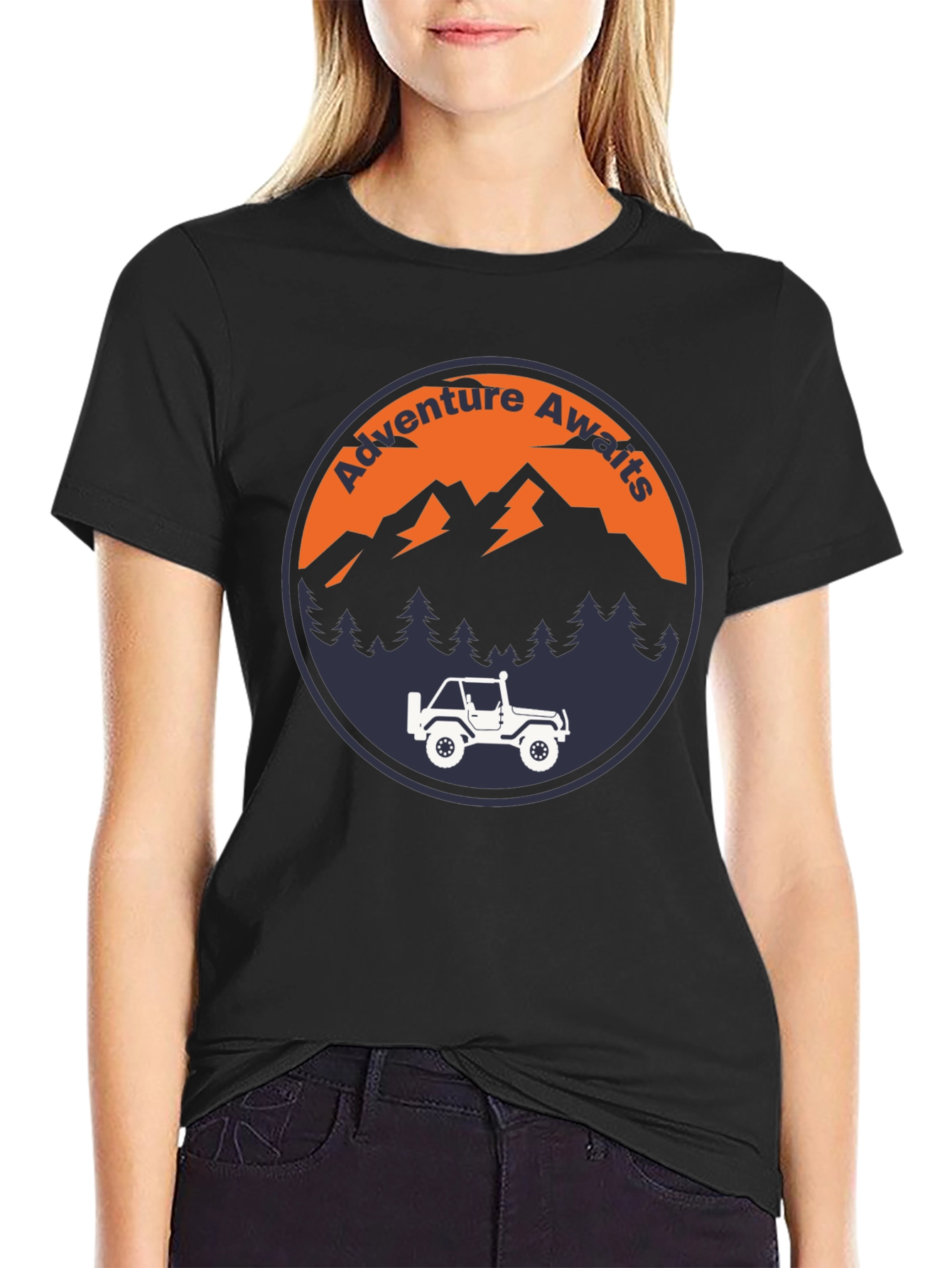 Black Adventure Awaits Graphic Tee - Men's Black T-Shirt view 2